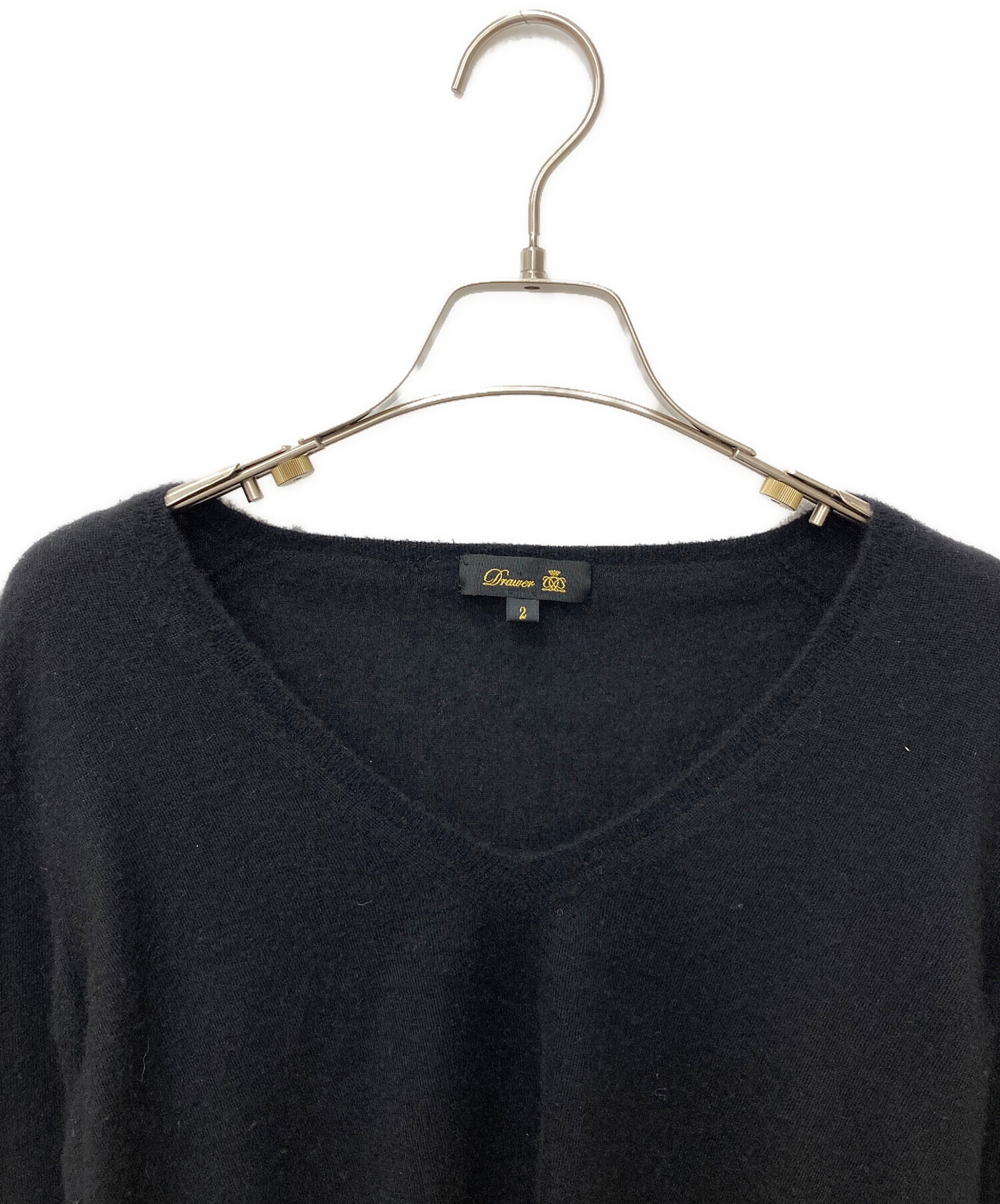 中古・古着通販】DRAWER (ドゥロワー) カシミヤVネックニット ブラック