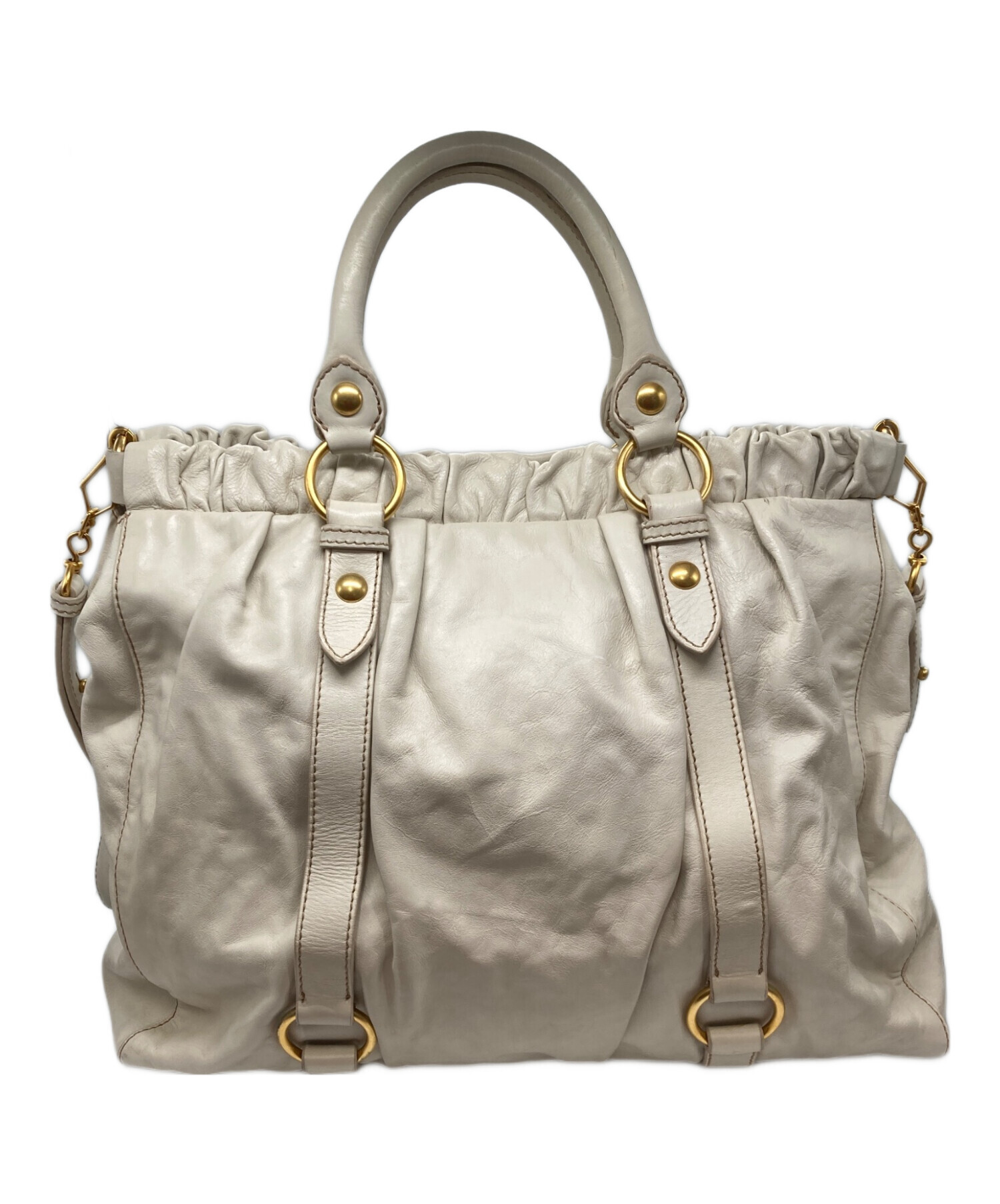 MIU MIU Vitello leather 2way バッグ 中古・古着通販】MIU MIU (ミュウミュウ) VITELLO LUX 2WAYレザー