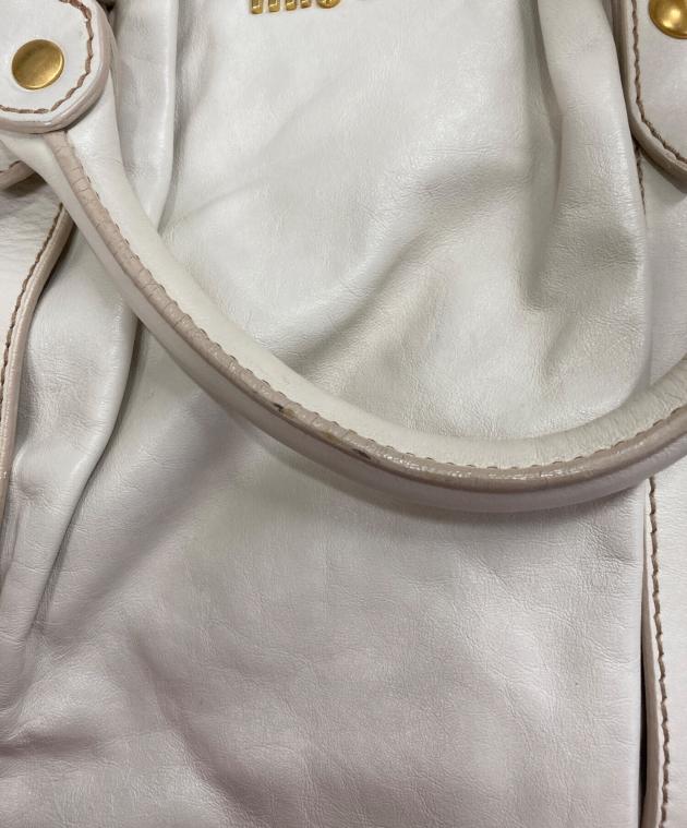 ☆良品・白タグ付☆miu miu VITELLO LUX 2way ハンドバッグ 中古・古着通販】MIU MIU (ミュウミュウ) VITELLO LUX 2WAYレザー