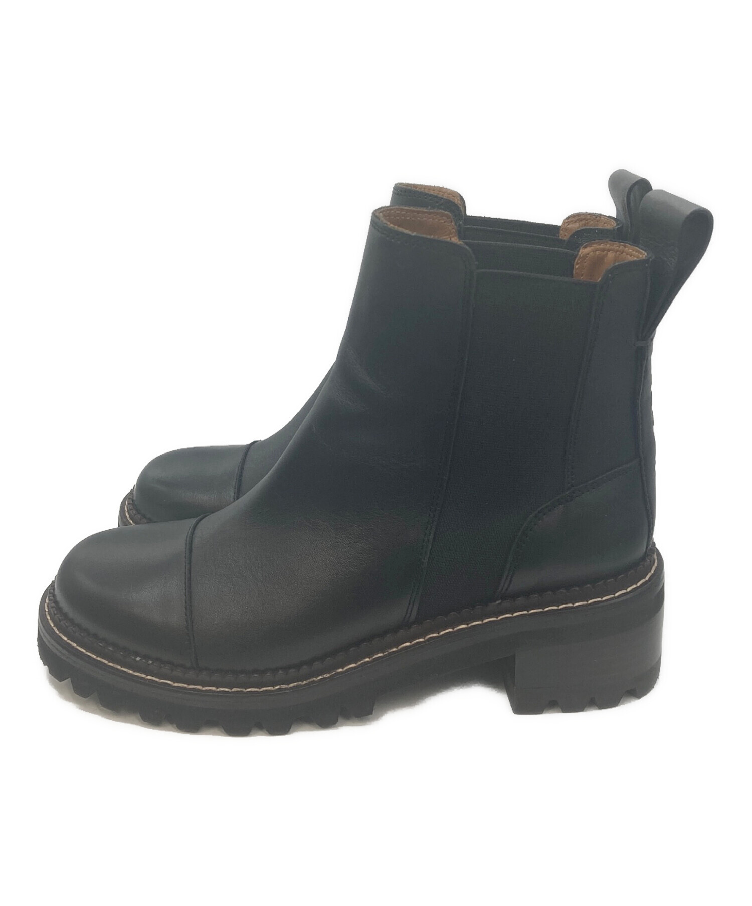see by chloe レースアップロングブーツ ブラック 36 レザー 黒 