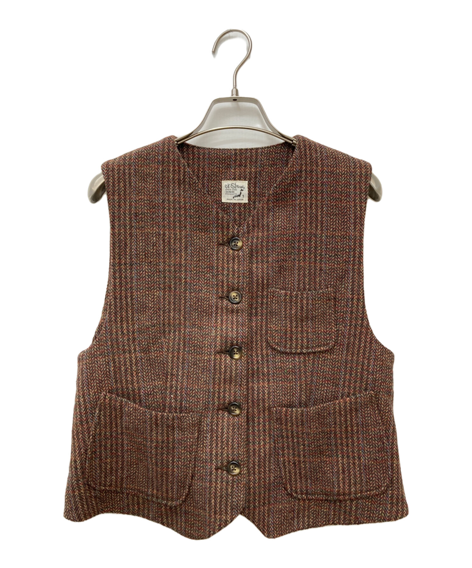 or slow オアスロウ　ツイードベスト　チェック　ブラウン　2 M アメカジ or slow オアスロウ ツイードベスト チェック ブラウン 2 M アメカジ