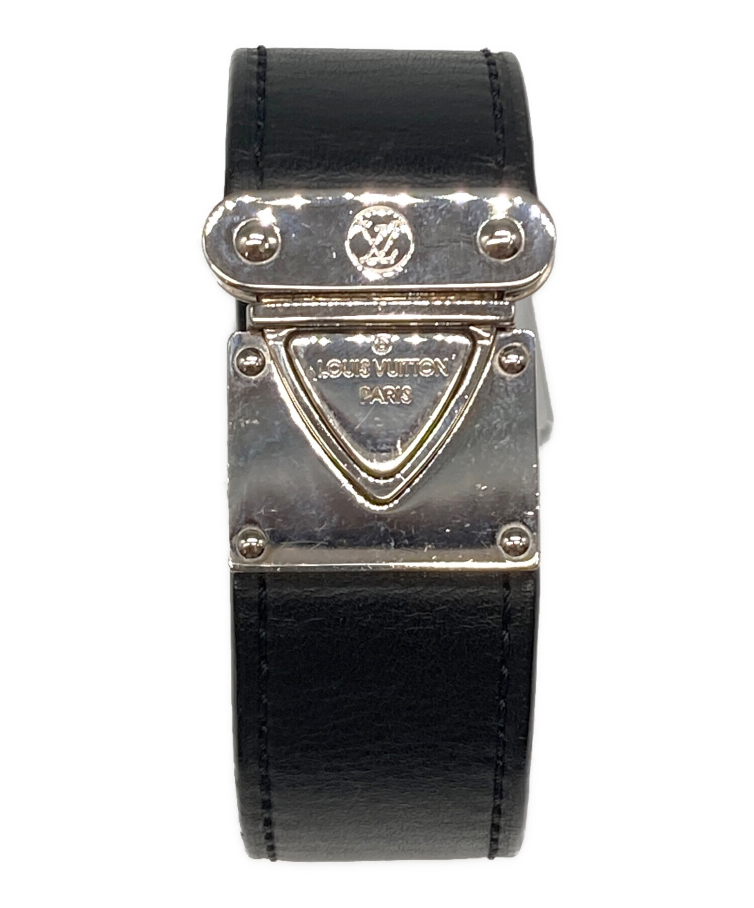 Louis Vuitton ブラックレザーバングル 中古・古着通販】LOUIS VUITTON (ルイ ヴィトン) レザーバングル