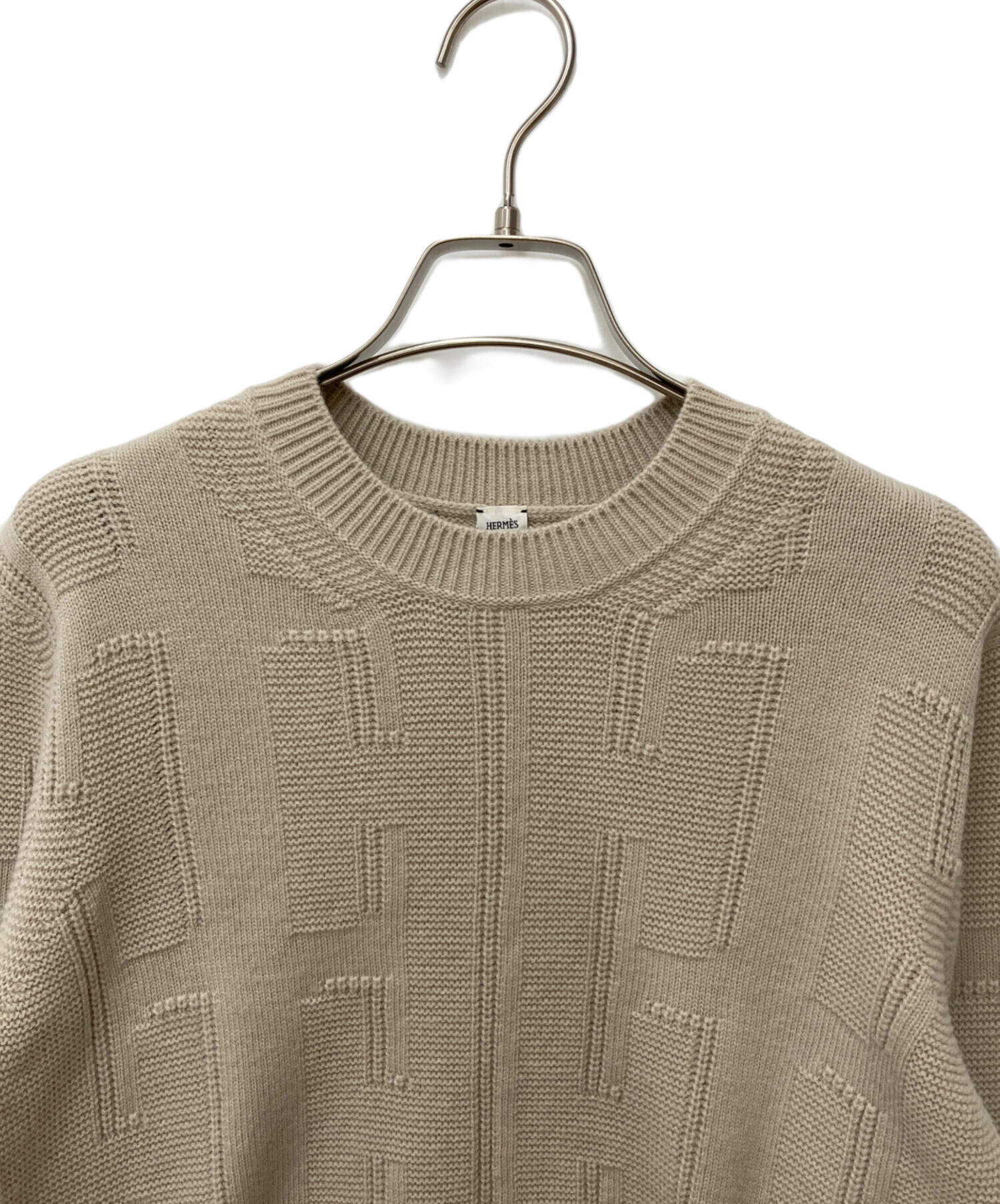 中古・古着通販】HERMES (エルメス) ロゴニット ベージュ サイズ:36