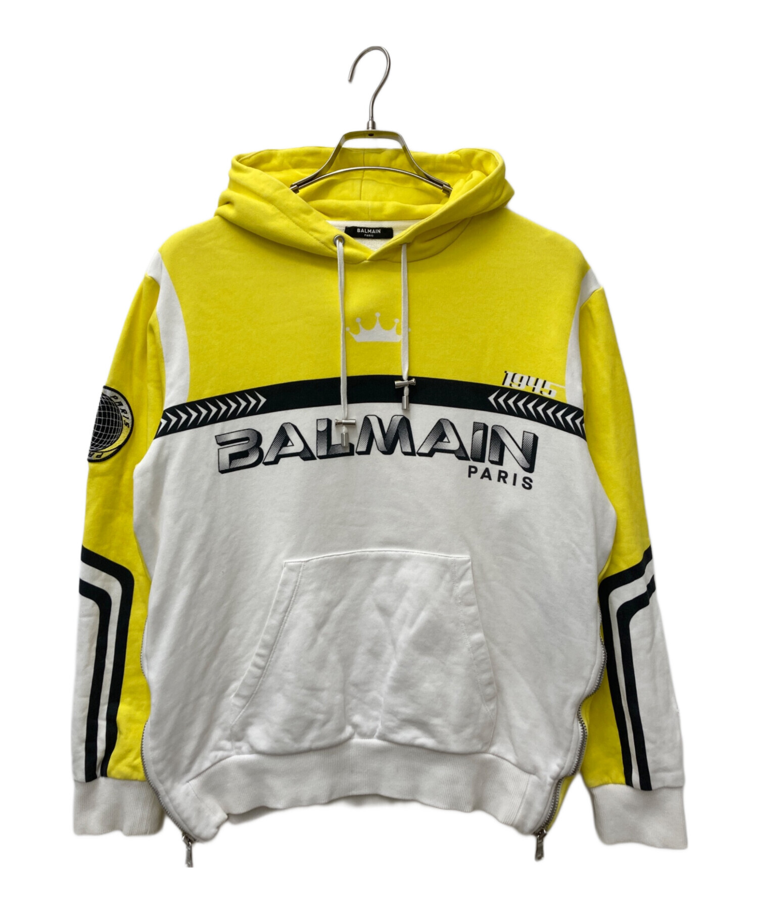 中古・古着通販】BALMAIN (バルマン) サイドジップパーカー ホワイト