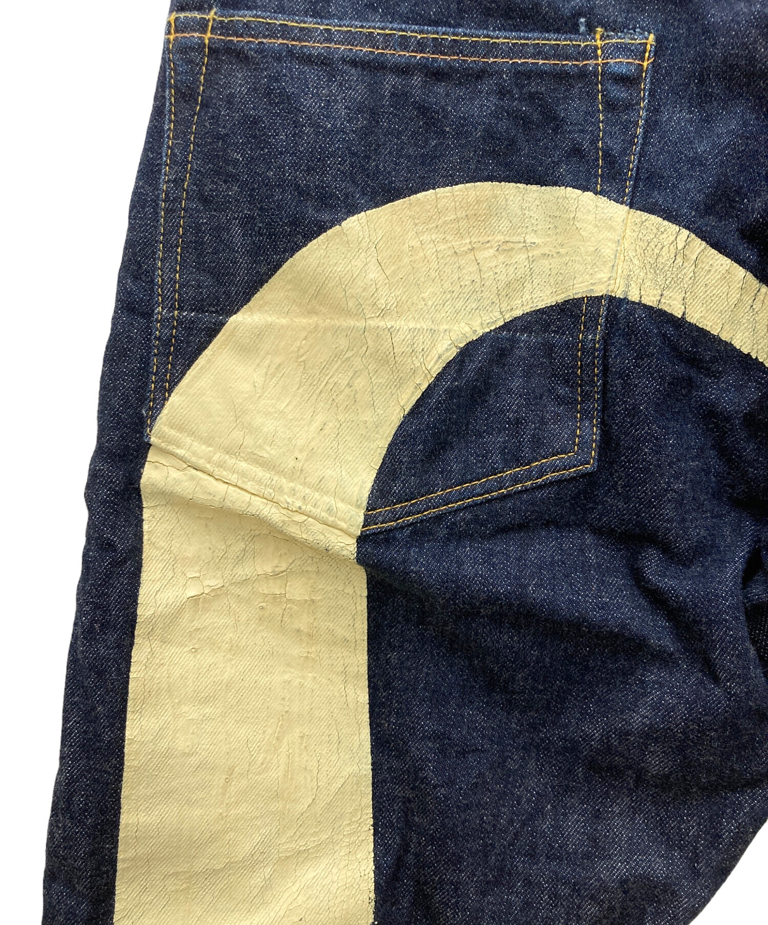 【ビッグカモメ】EVISU フェードデニム 日本製 中古・古着通販】EVISU (エヴィス) 白大黒 ビッグカモメプリント