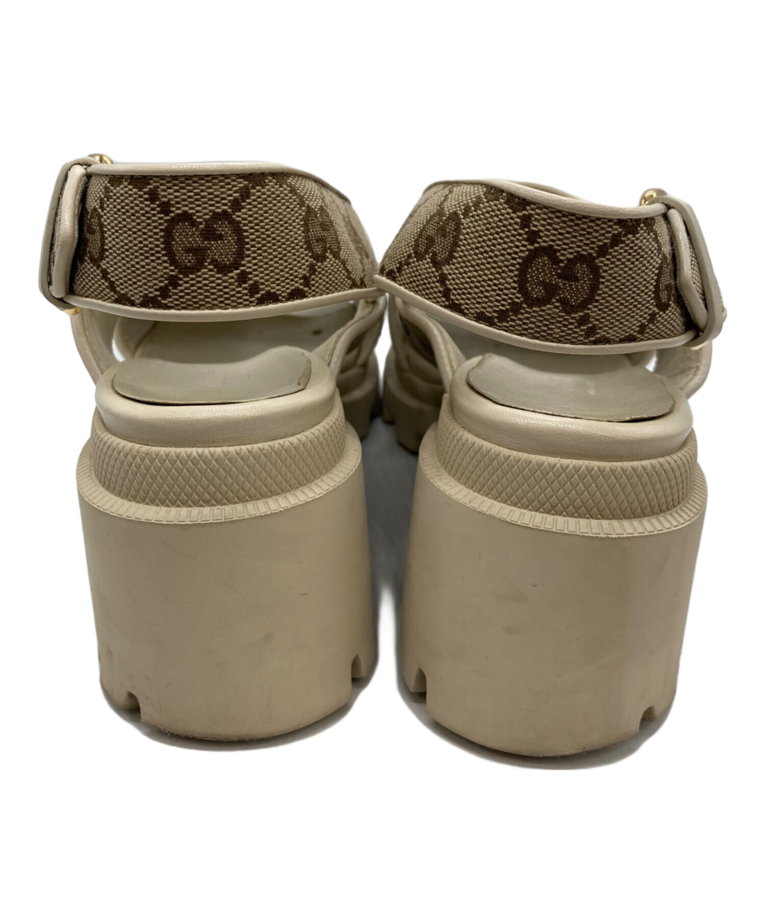 中古・古着通販】GUCCI (グッチ) GGパターンヒールサンダル ブラウン