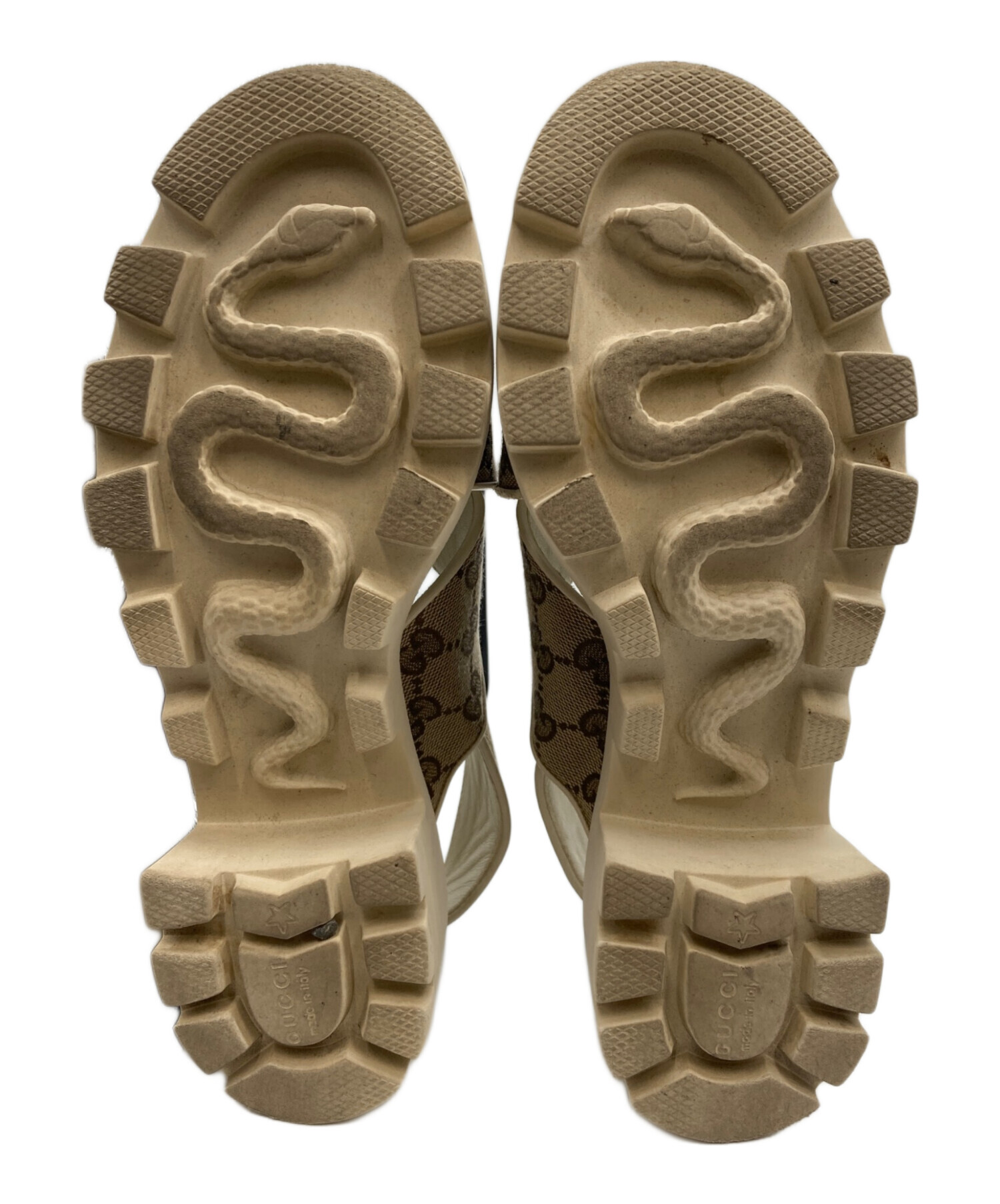 中古・古着通販】GUCCI (グッチ) GGパターンヒールサンダル ブラウン