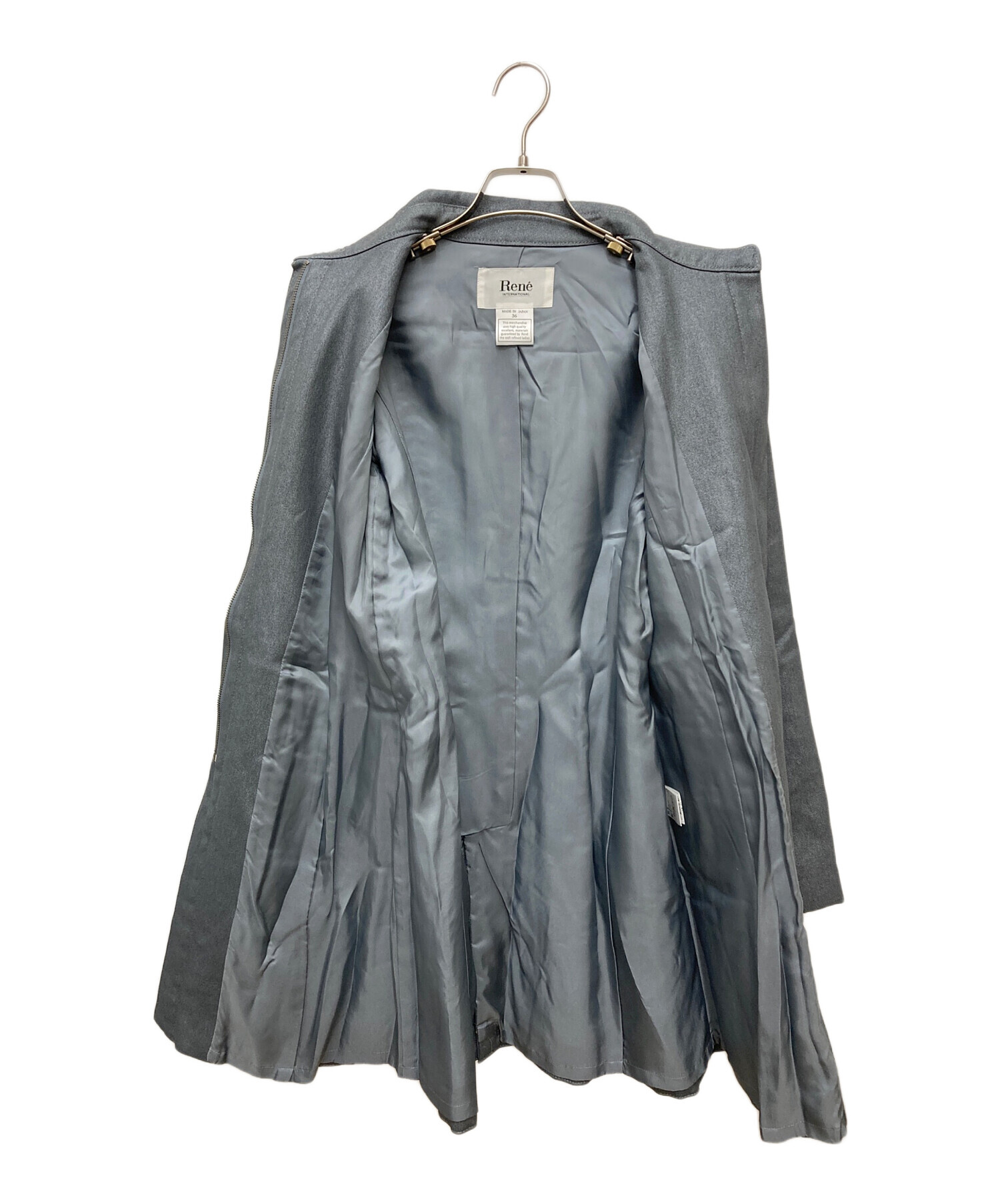 ルネ　36 コート　グレー 中古・古着通販】Rene (ルネ) ステンカラーコート グレー サイズ:36
