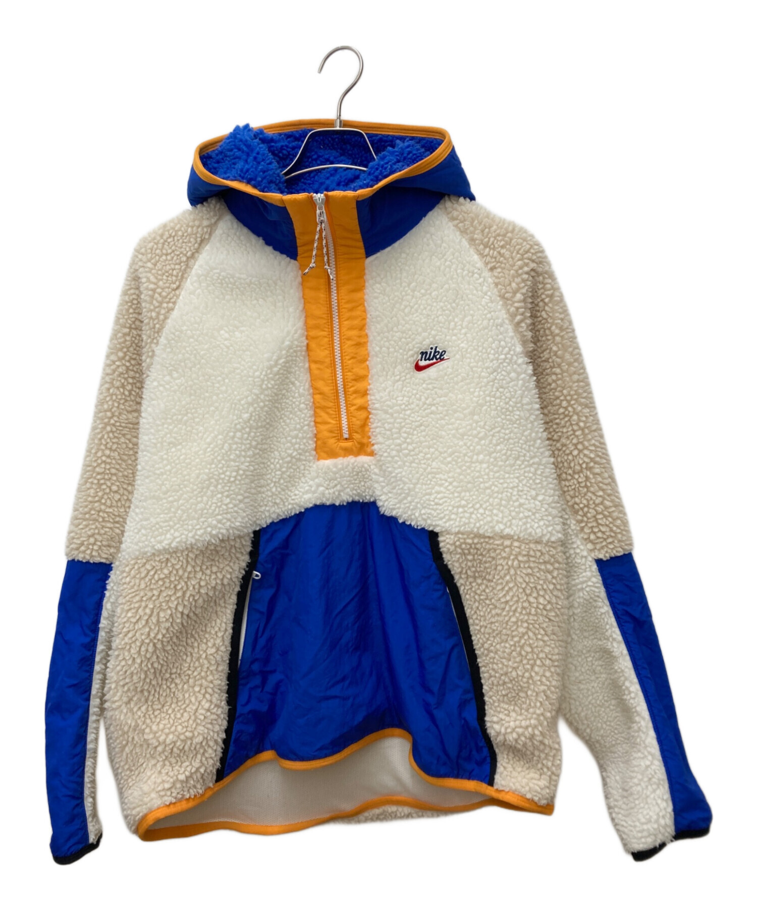 中古・古着通販】NIKE (ナイキ) ハーフジップフーディ ベージュ×ブルー 