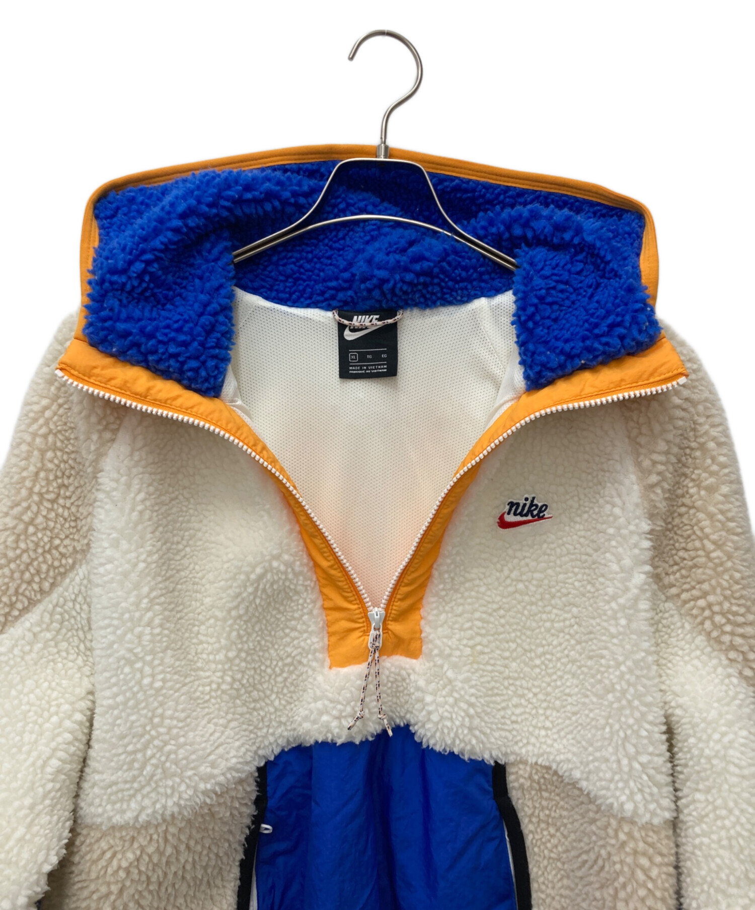 中古・古着通販】NIKE (ナイキ) ハーフジップフーディ ベージュ×ブルー 