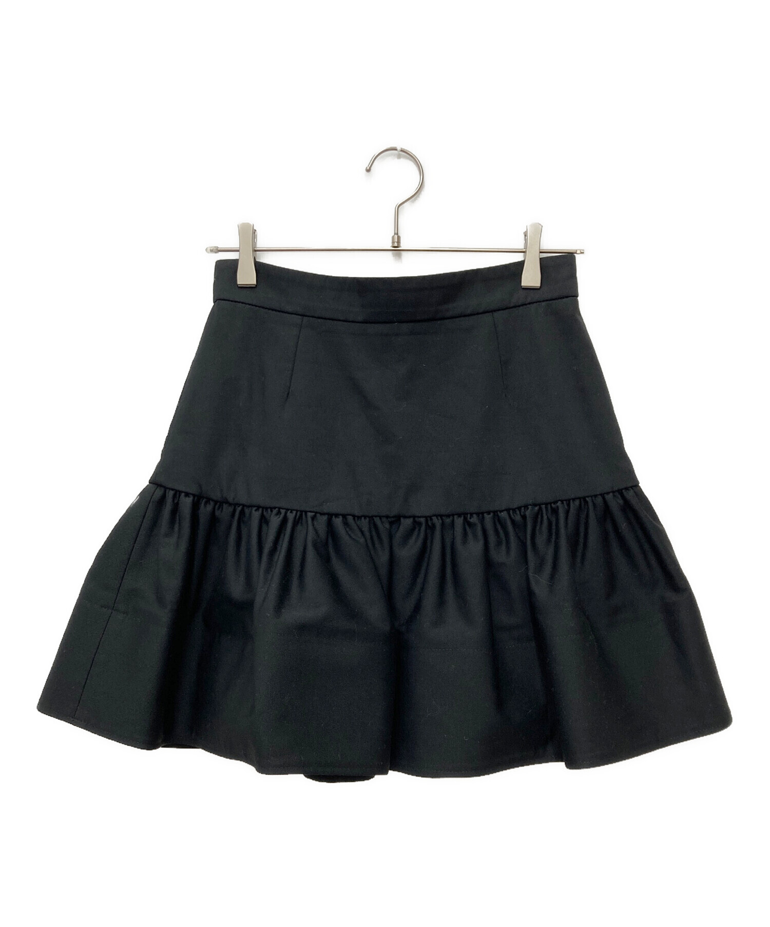 PATOU パトゥ／コットンギャバシンラッフルミニスカート／34サイズ　黒 中古・古着通販】patou (パトゥ) コットンギャバジン ラッフル ミニ