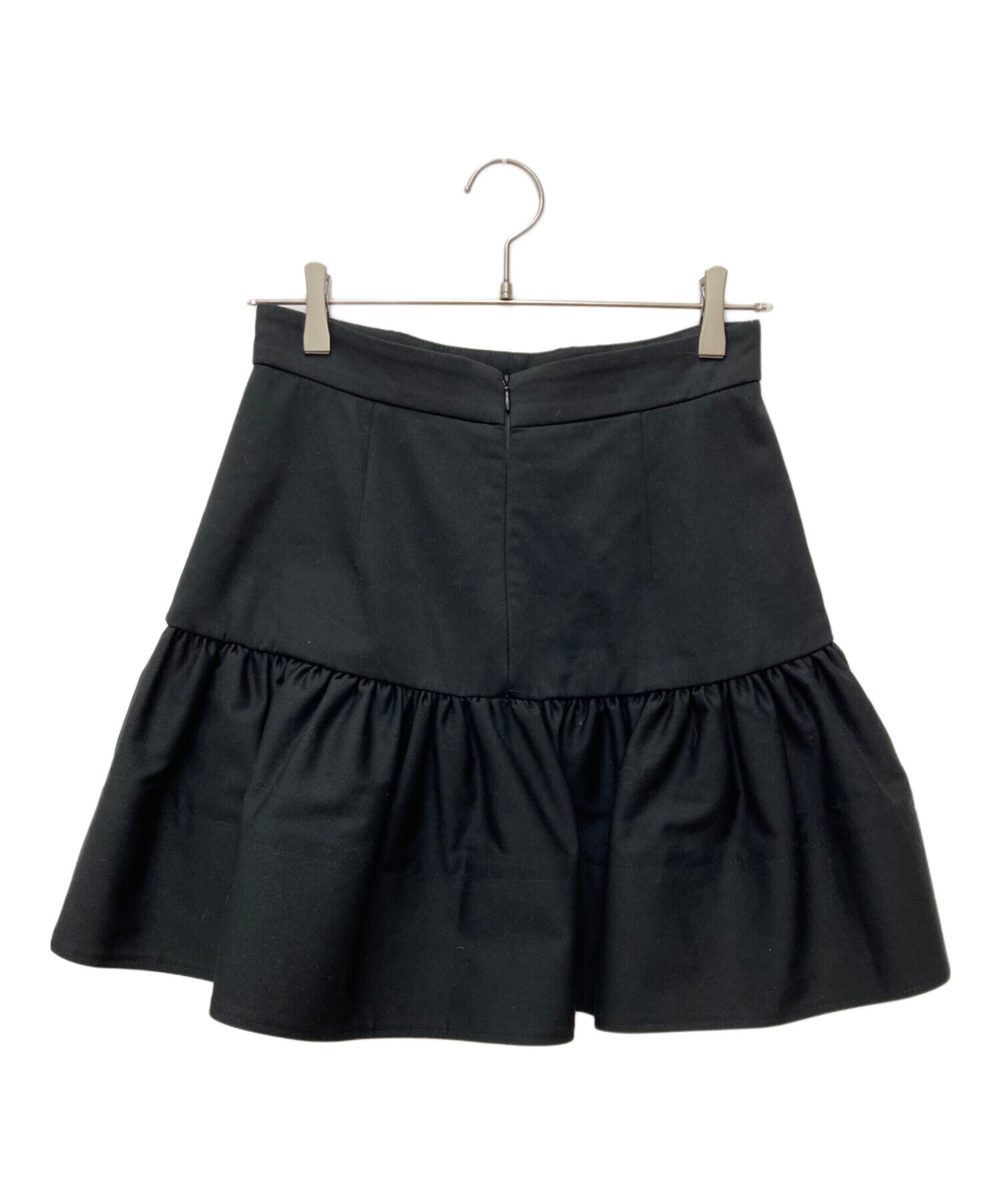 PATOU パトゥ／コットンギャバシンラッフルミニスカート／34サイズ　黒 中古・古着通販】patou (パトゥ) コットンギャバジン ラッフル ミニ