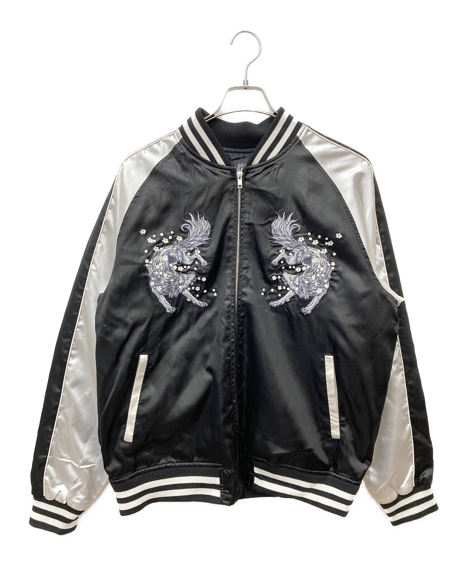 中古・古着通販】朧 (オボロ) 狼スカジャン ブラック サイズ:XL