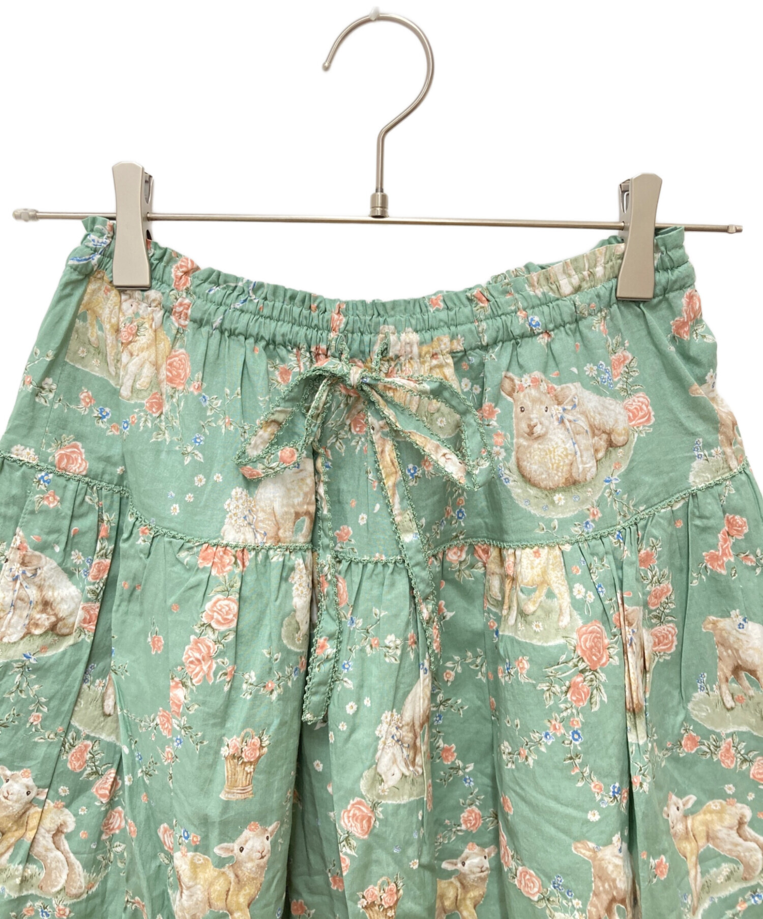 【新品】PINK HOUSE タグ付け 未使用 ロングスカート 花柄 グリーン 中古・古着通販】PINK HOUSE (ピンクハウス) ひつじプリントスカート