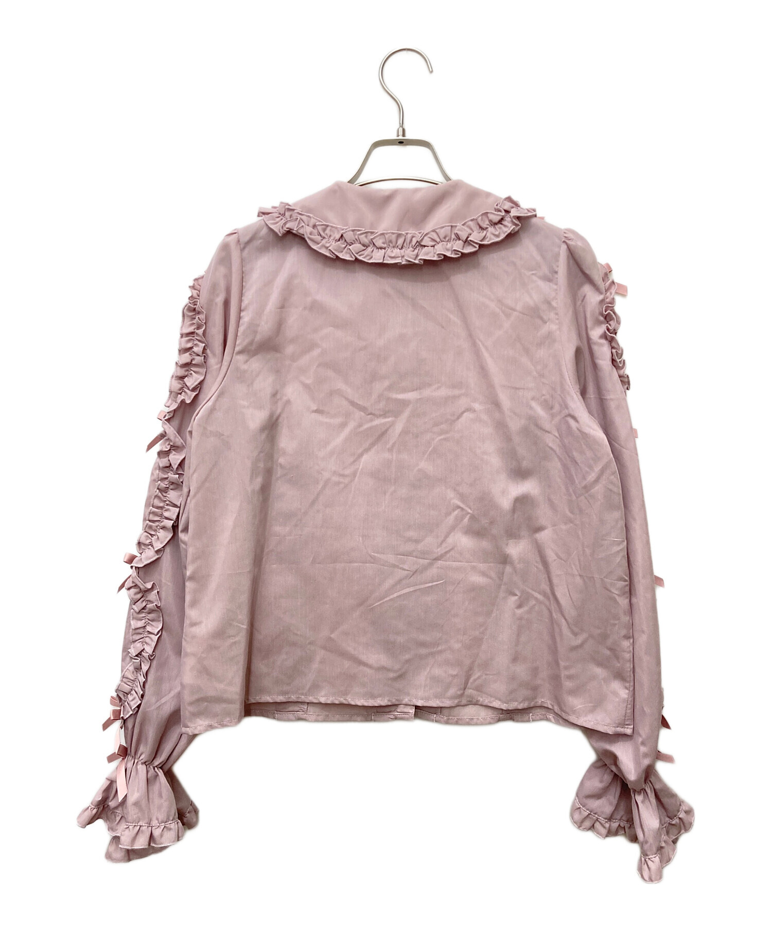 中古・古着通販】CHALMIERE (シャルミエール) フリルブラウス ピンク
