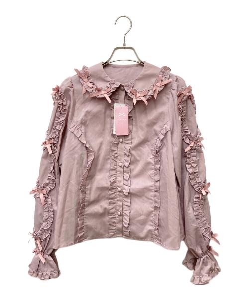 中古・古着通販】CHALMIERE (シャルミエール) フリルブラウス ピンク