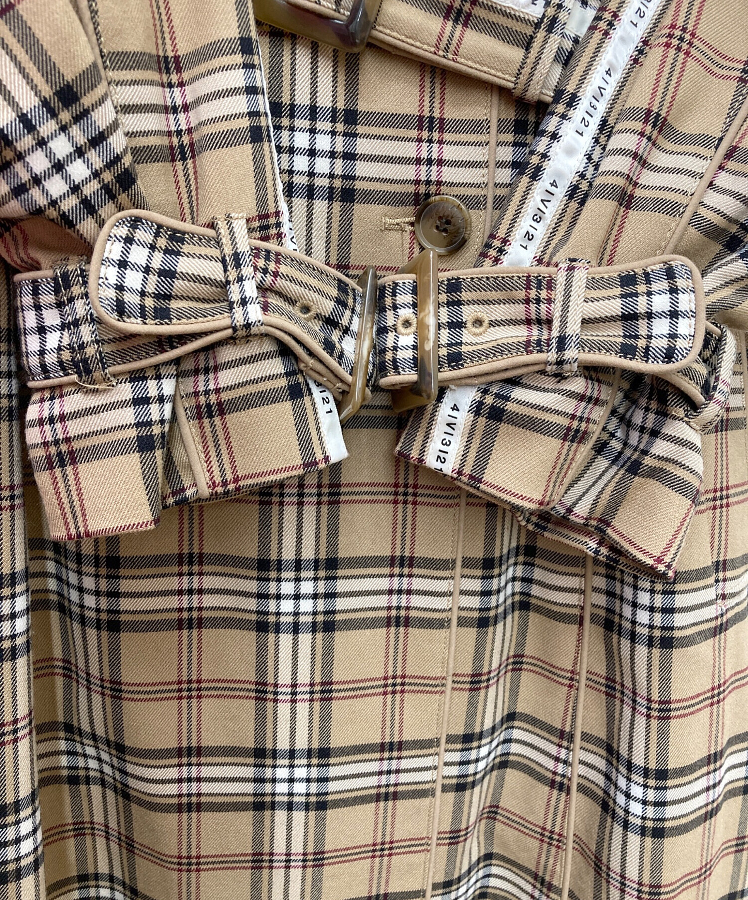 中古・古着通販】AMERI (アメリ) PASS CODE CHECK COAT ベージュ