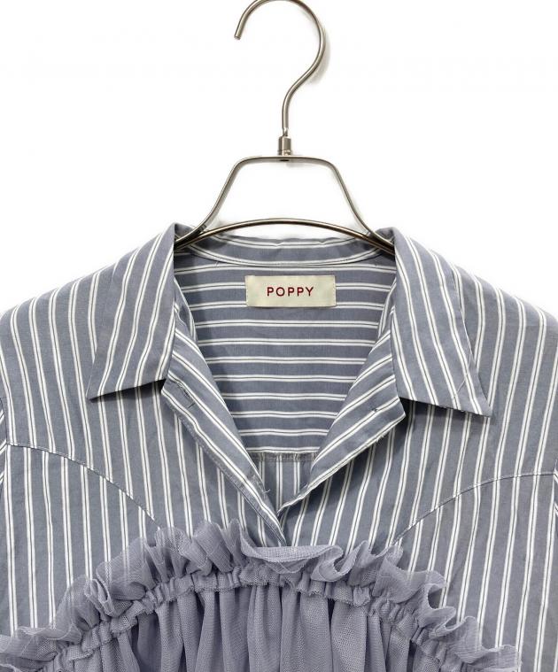 古着　Poppy TULLE DOCKING HOODIE（GRAY） 中古・古着通販】POPPY (ポピー) tulle docking flare shirt グレー