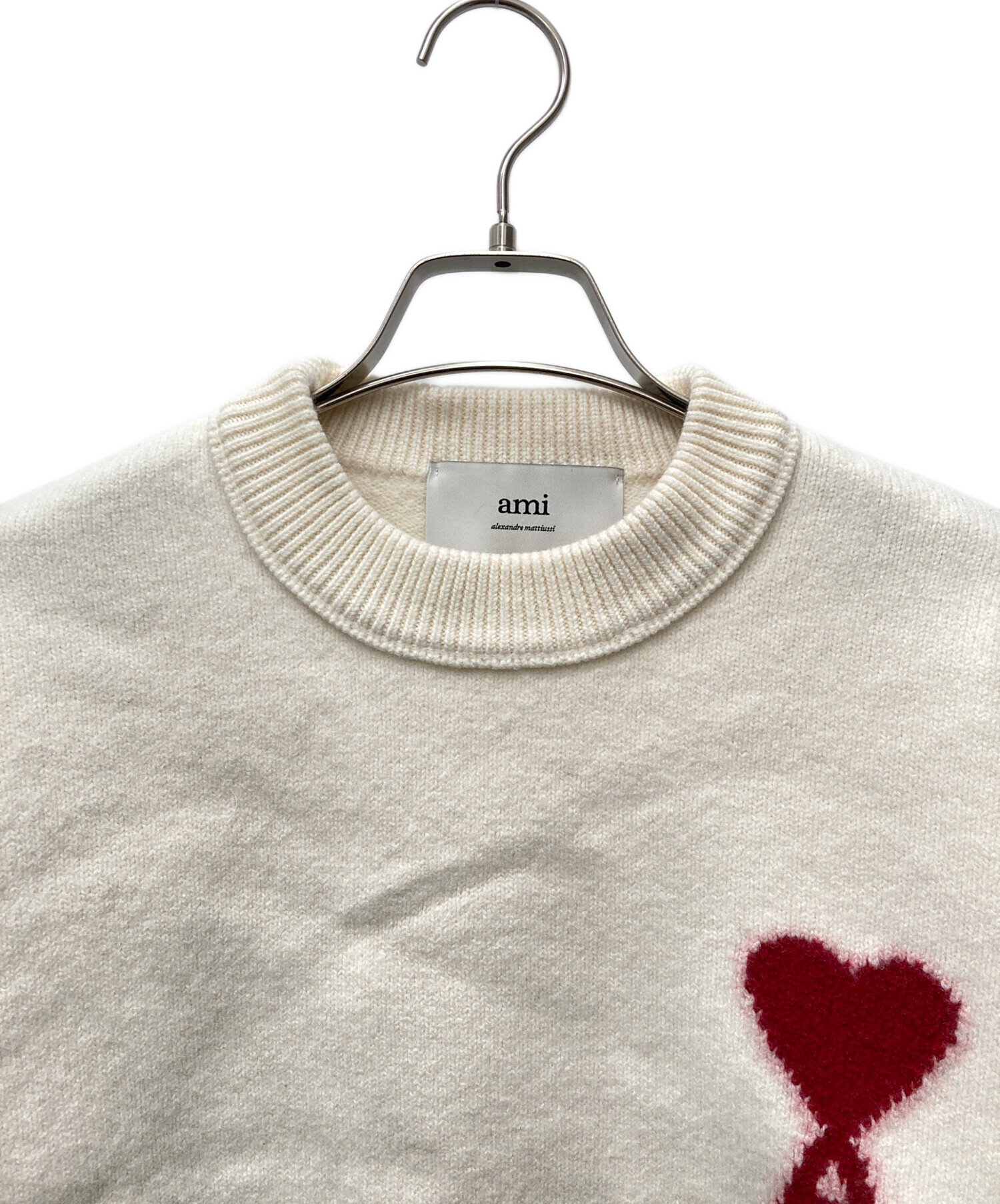 ami アミ ニット・セーター S ベージュ 【古着】【中古】【送料無料】 美品 ami Paris アミパリ Ami de Coeur アルパカ セーター ベージュ