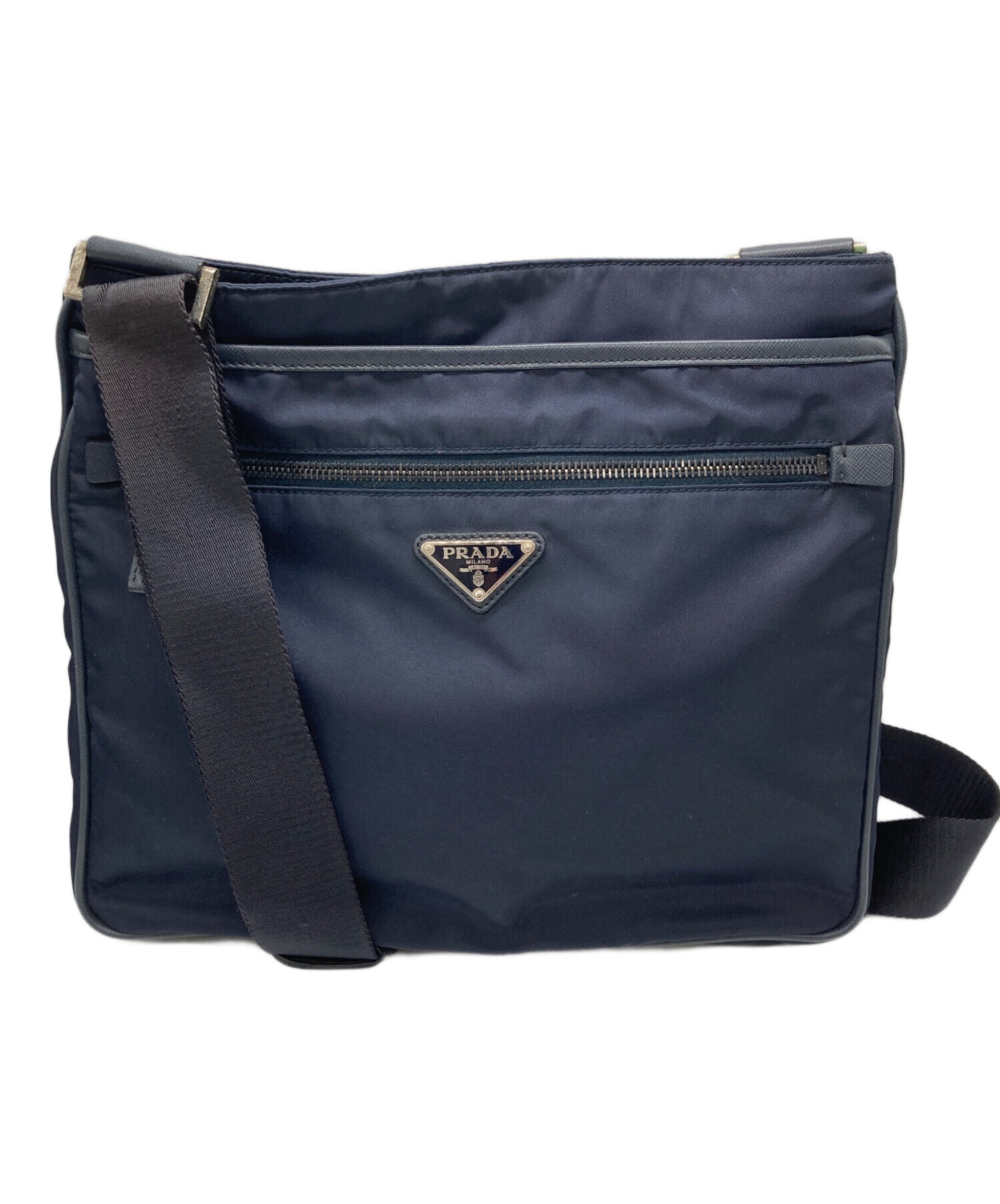 中古・古着通販】PRADA (プラダ) ナイロンショルダーバッグ ネイビー 