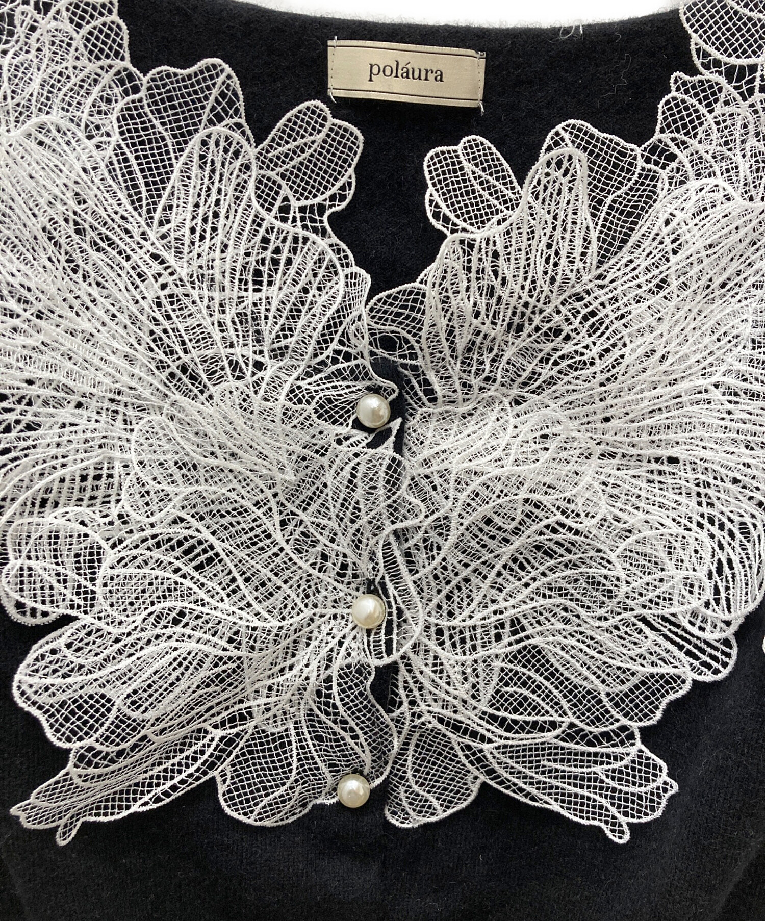 中古・古着通販】polaura (ポロ―ラ) レースフリルカーディガン