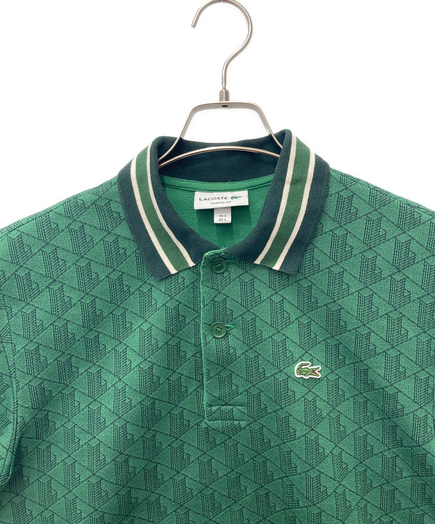 中古・古着通販】LACOSTE (ラコステ) モノグラムジャガードポロシャツ
