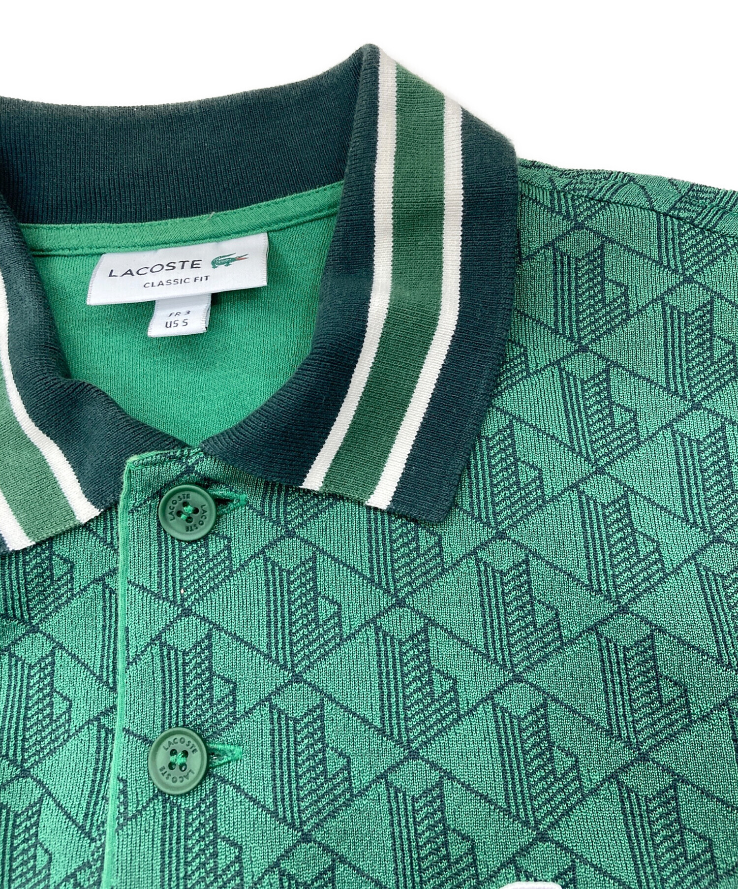 中古・古着通販】LACOSTE (ラコステ) モノグラムジャガードポロシャツ