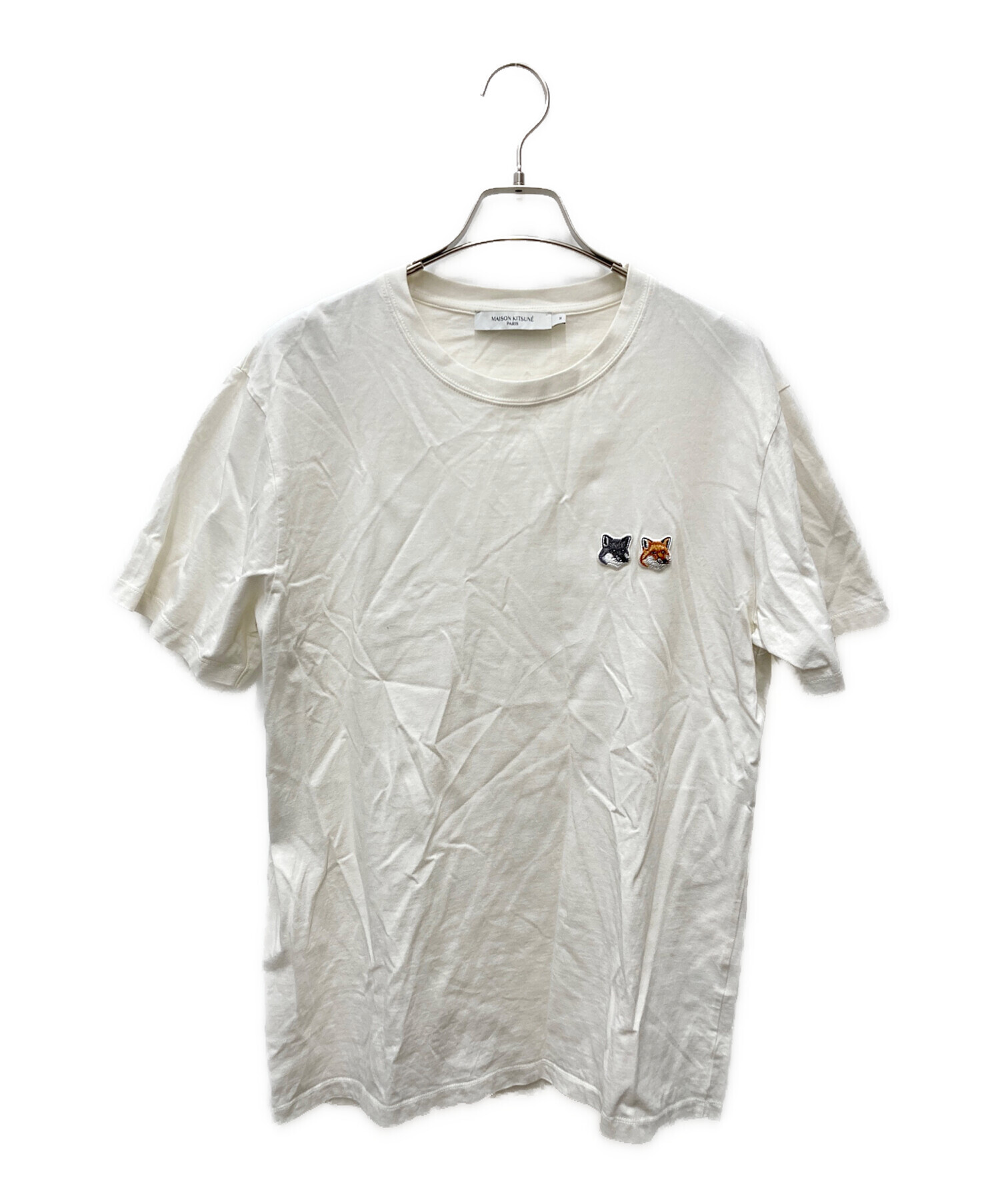 MAISON KITSUNE メゾンキツネ ノースリーブ M 白 【古着】【中古】【送料無料】 中古・古着通販】maison kitsune (メゾンキツネ) クルーネック