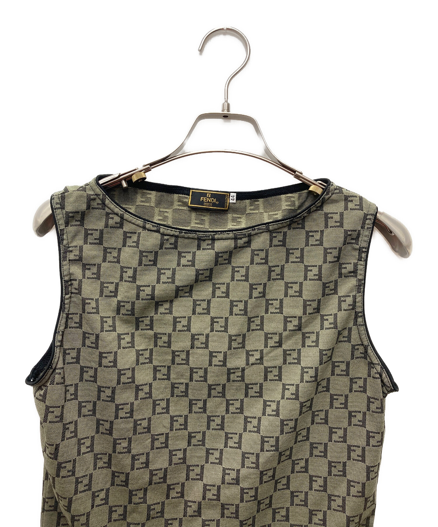 【超希少】FENDI フェンディ ロゴタンクトップ ノースリーブ カットソー 中古・古着通販】FENDI (フェンディ) ノースリーブカットソー オリーブ