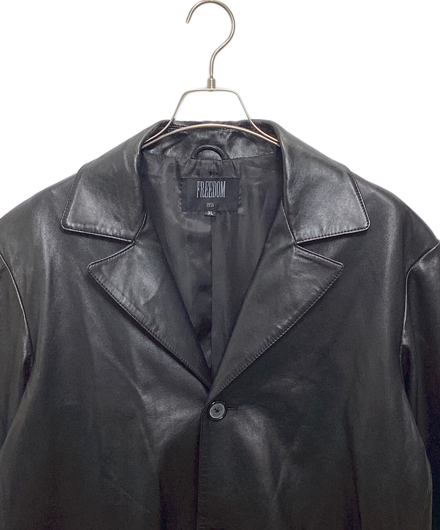 中古・古着通販】FREEDOM (フリーダム) レザーカーコート ブラック