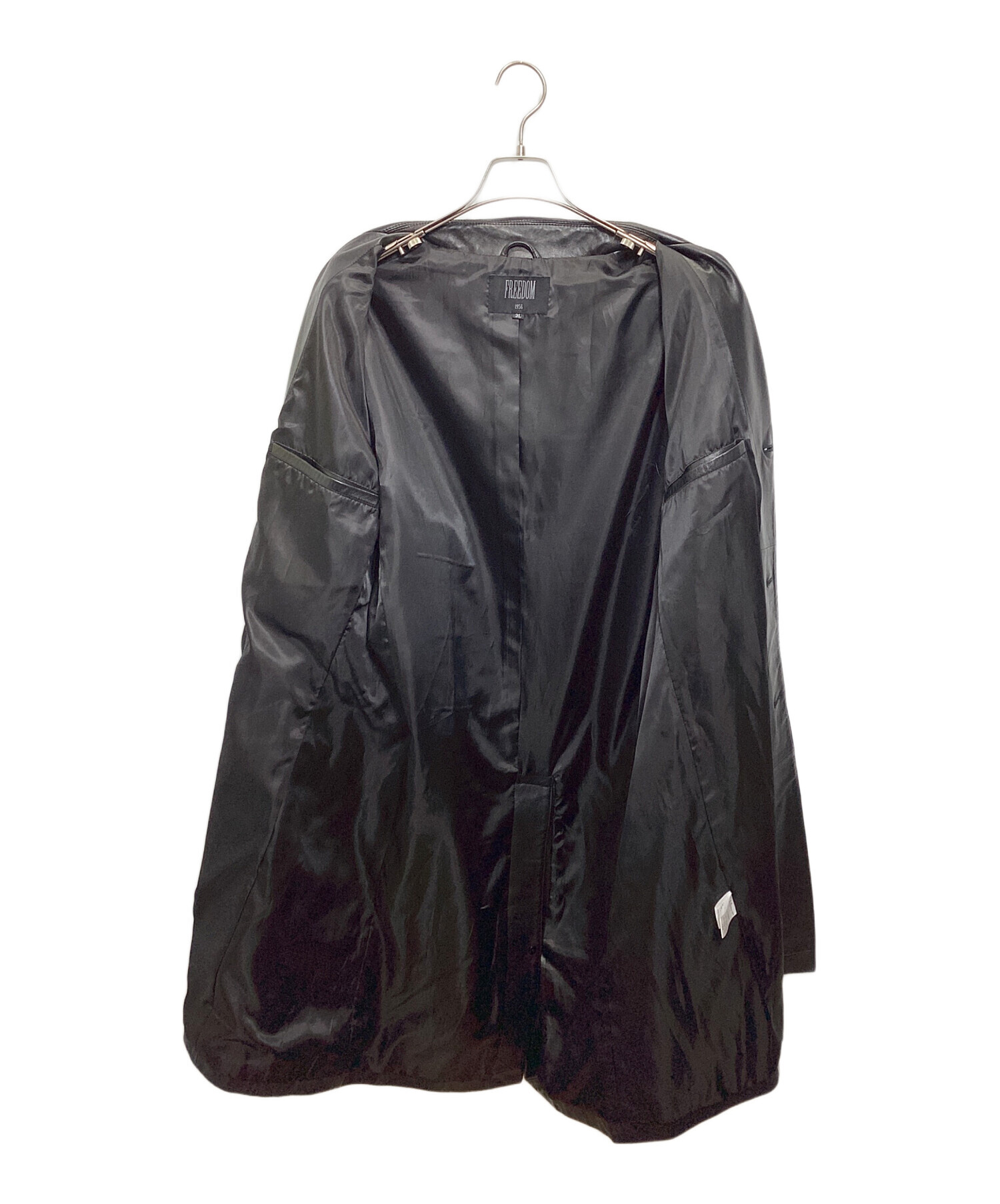 中古・古着通販】FREEDOM (フリーダム) レザーカーコート ブラック