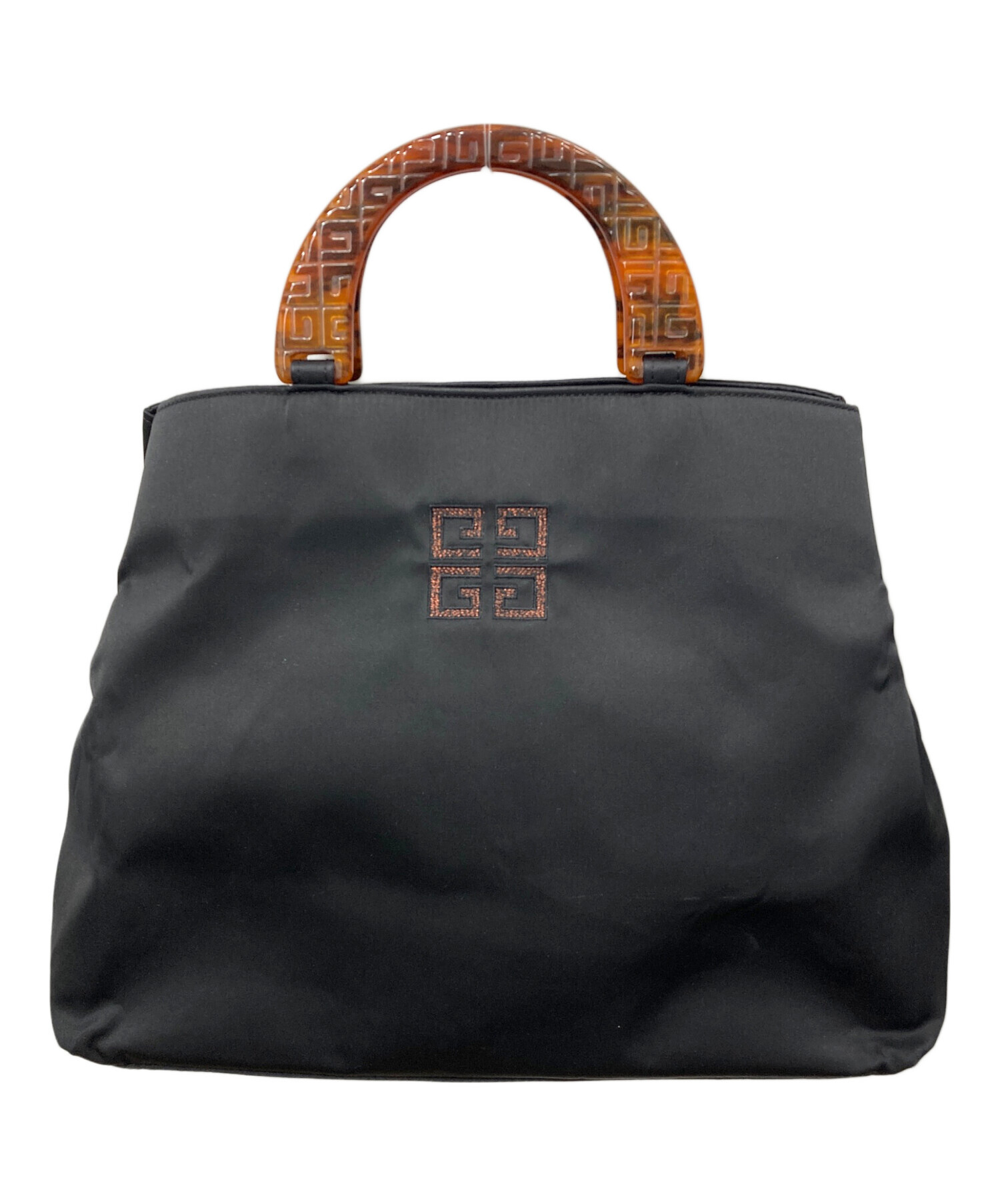 本物 ジバンシィ GIVENCHY ロゴ ラインストーン ショルダーバッグ トートバッグ キャンバス ブラック ピンク イエロー バッグ 中古 GIVENCHY - 本物 ジバンシィ GIVENCHY ロゴ ラインストーン ショルダー