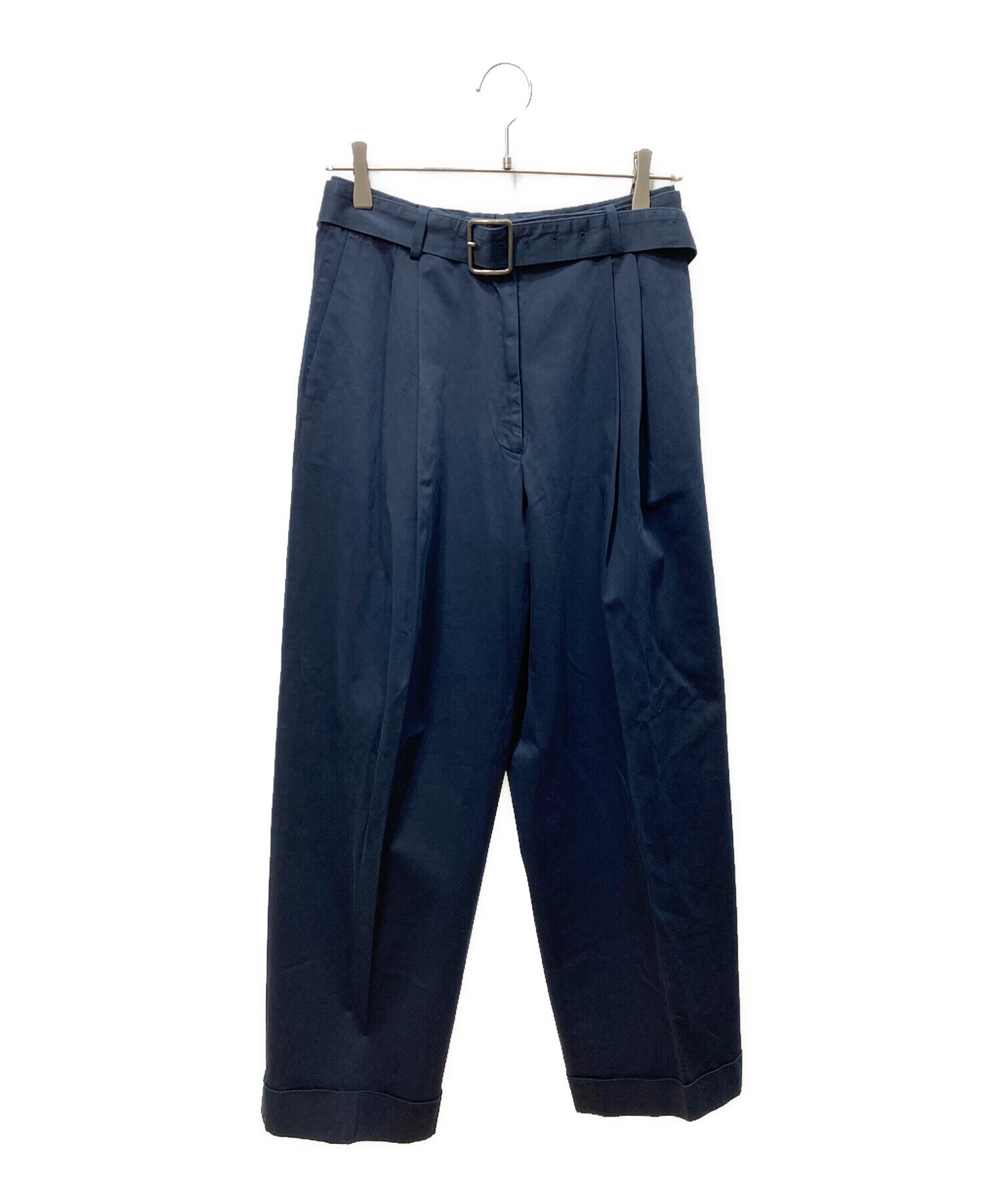 U*離様 DRIES VAN NOTEN ネイビー スラックス 中古・古着通販】DRIES VAN NOTEN (ドリスヴァンノッテン) ベルデッド