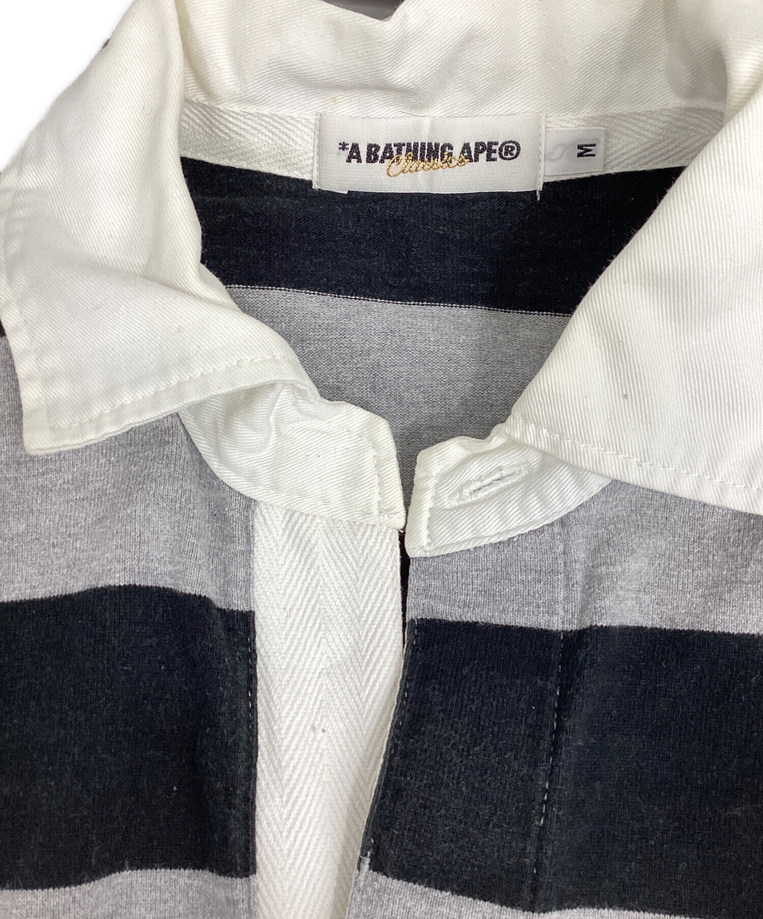 90s'A BATHING APE ラガーシャツ ボーダー エルボーパッチ 中古・古着通販】A BATHING APE (アベイシングエイプ) エルボーパッチ
