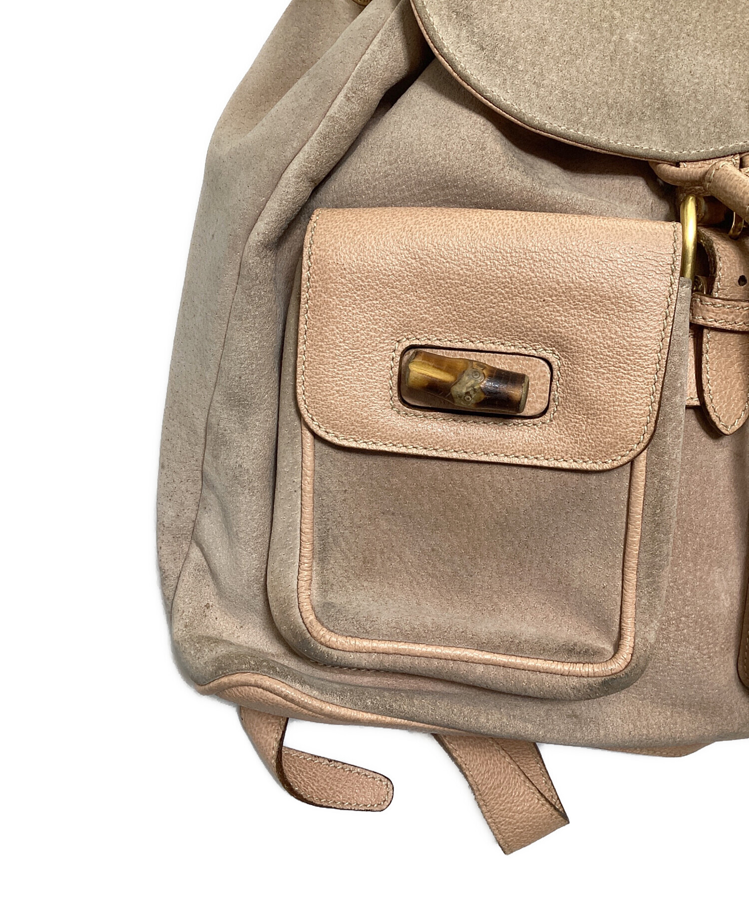 中古・古着通販】GUCCI (グッチ) バンブーレザーリュック ピンク