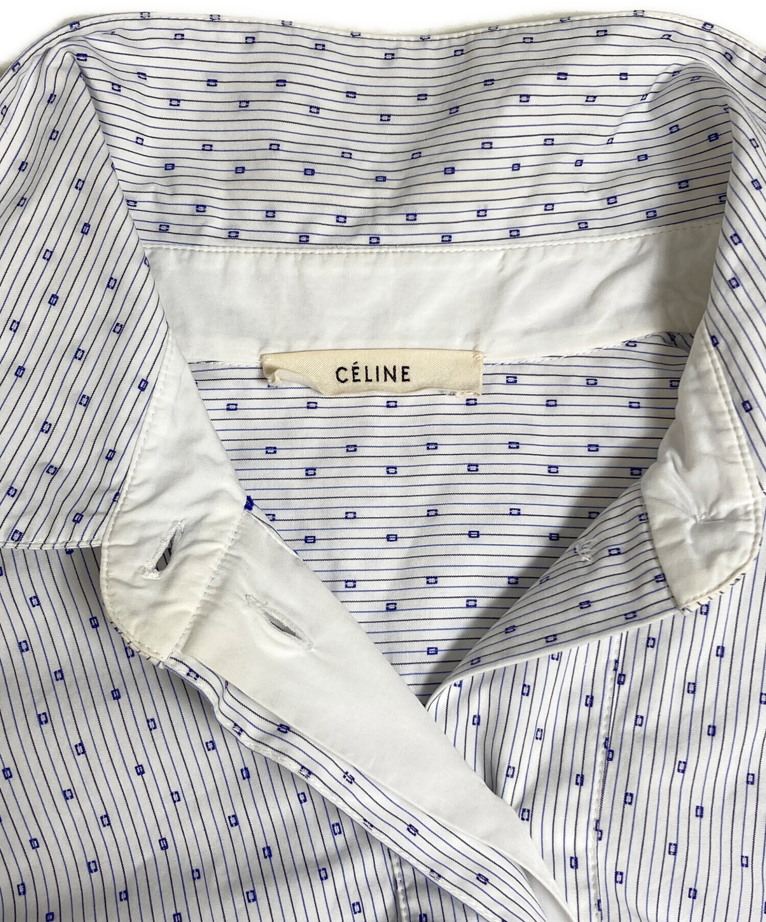 中古・古着通販】CELINE (セリーヌ) ストライプシャツ ホワイト サイズ