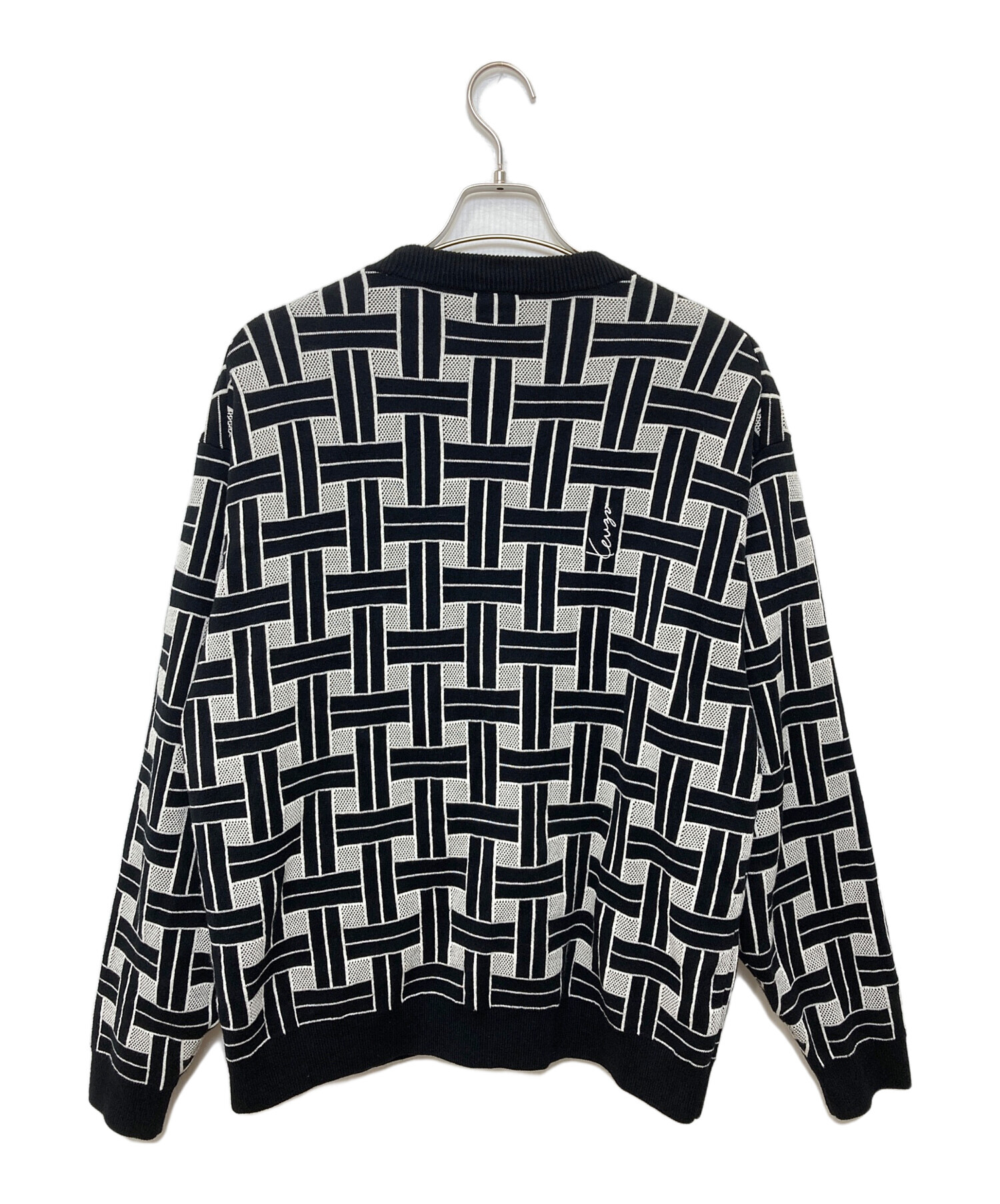 希少　古着　KENZO カーディガン　総柄ニット アーガイル　ウール100% 中古・古着通販】KENZO (ケンゾー) 総柄カーディガン グレー サイズ:M