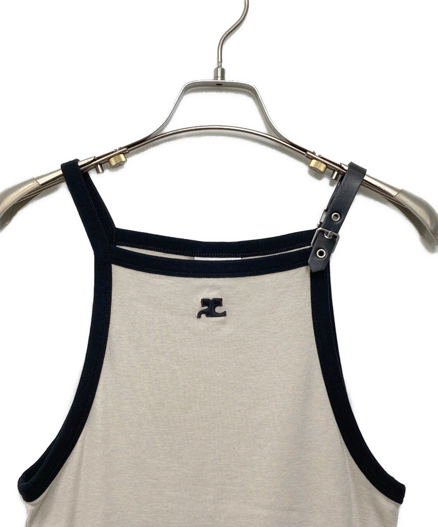 courrèges ベージュ タンクトップ S クレージュ　ホルターネック 中古・古着通販】courreges (クレージュ) COURREGES BUCKLECONTRAS T