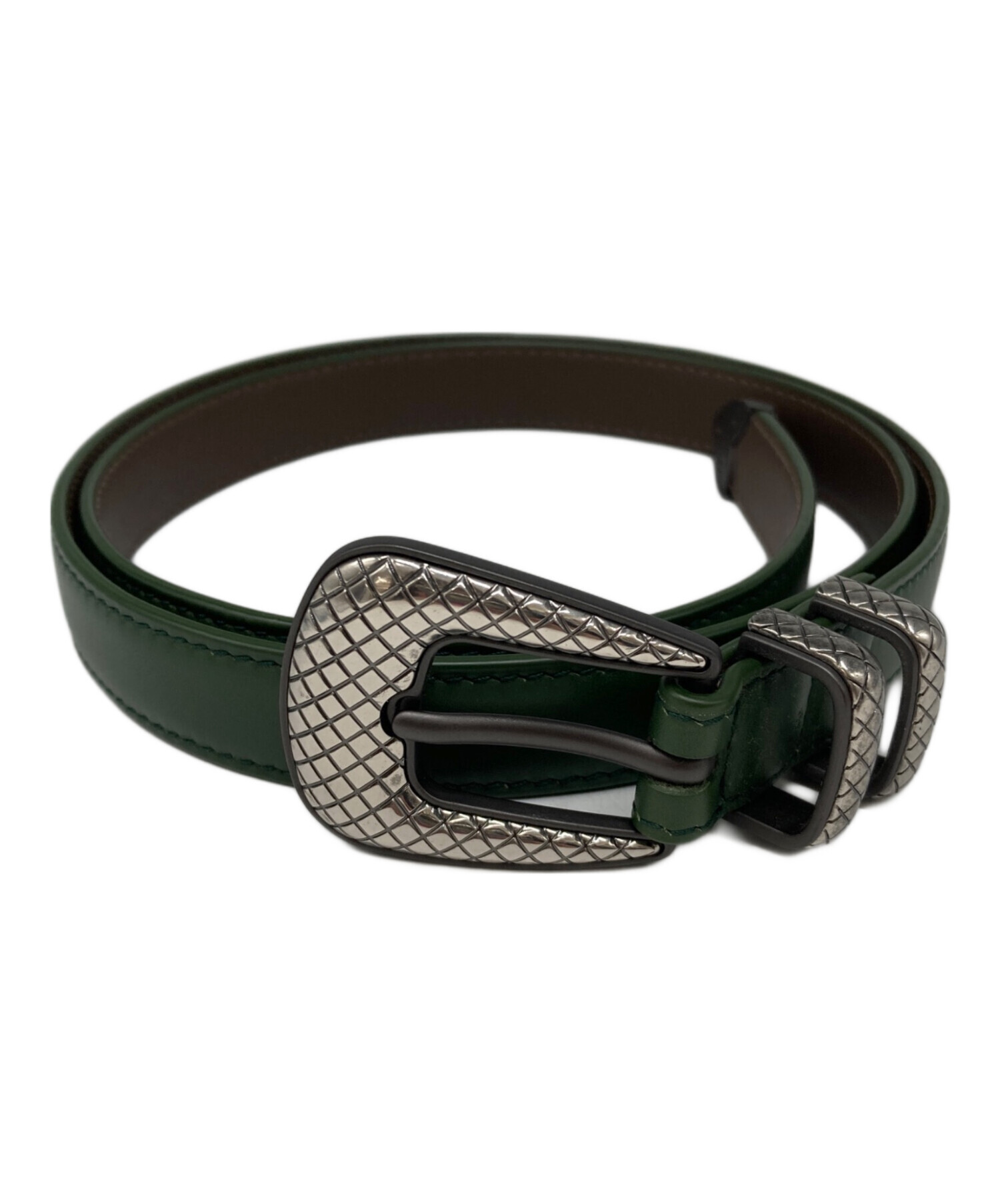 BOTTEGA VENETA グリーン　ベルト　95cm 中古・古着通販】BOTTEGA VENETA (ボッテガベネタ) イントレチャート