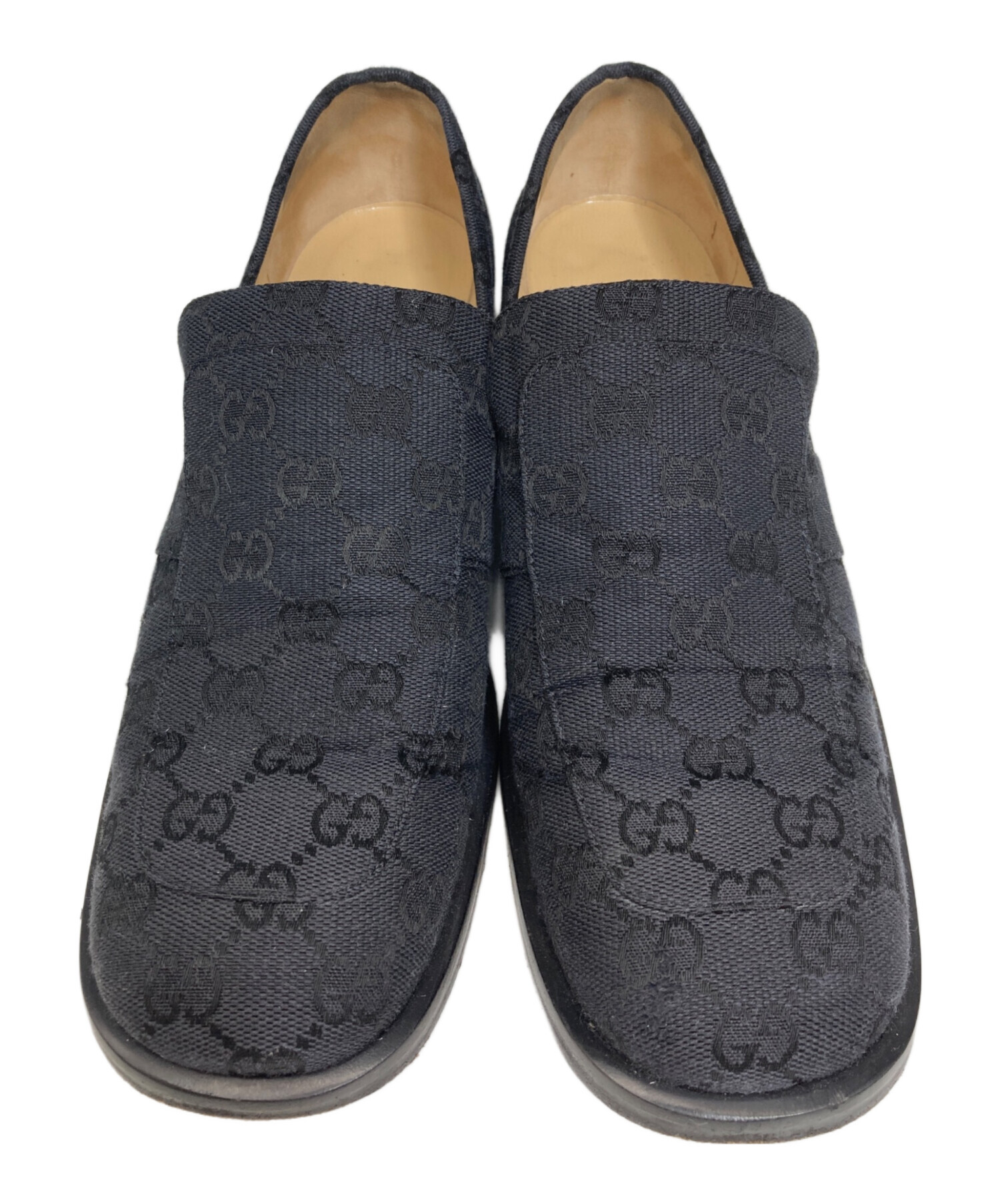 GUCCI グッチ シューズ（その他） 27cm 紺 【古着】【中古】【送料無料】 中古・古着通販】GUCCI (グッチ) GGキャンバスローファー ブラック