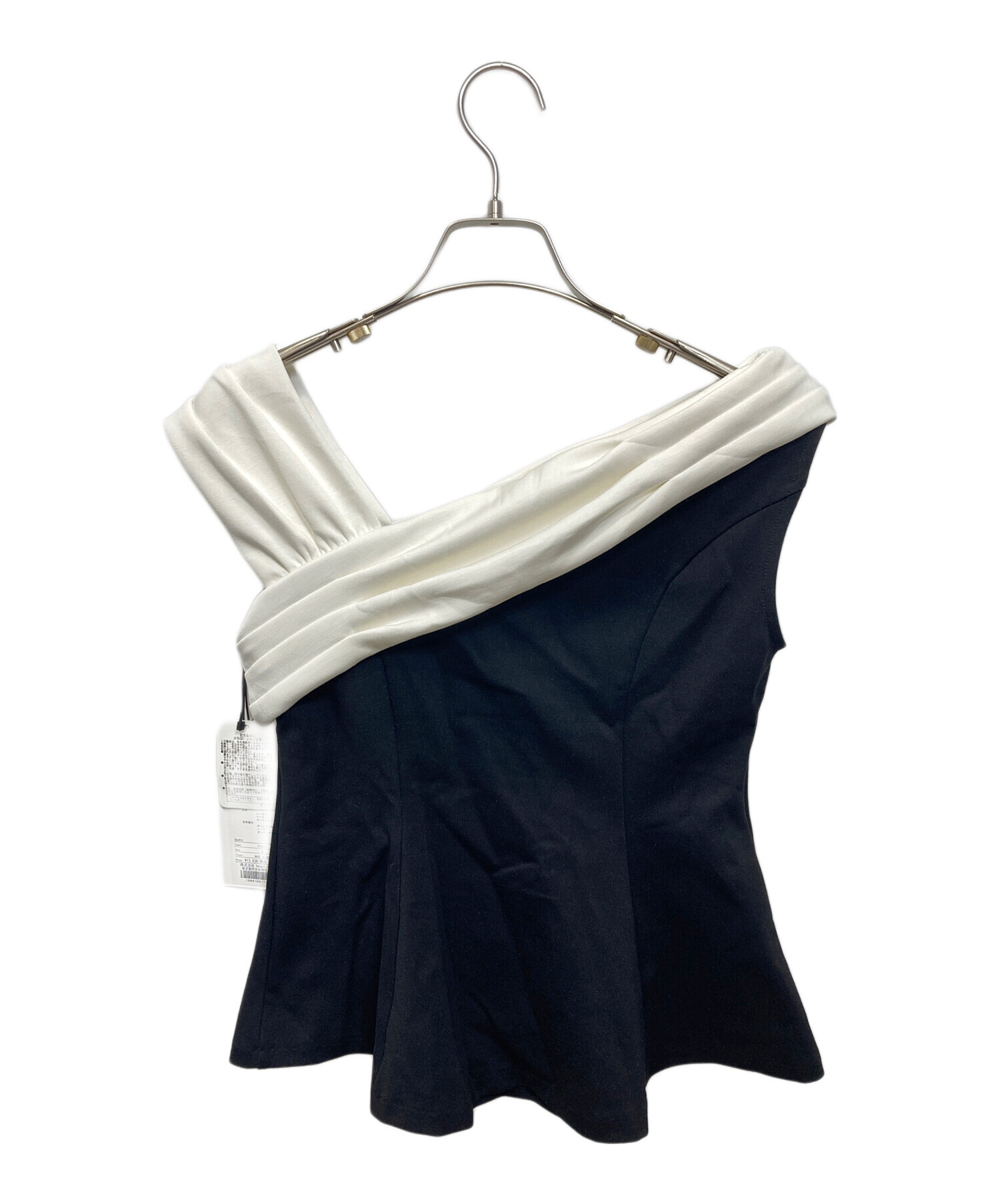 Asymmetric Two-Tone Peplum Top Black Asymmetric Two-Tone Peplum