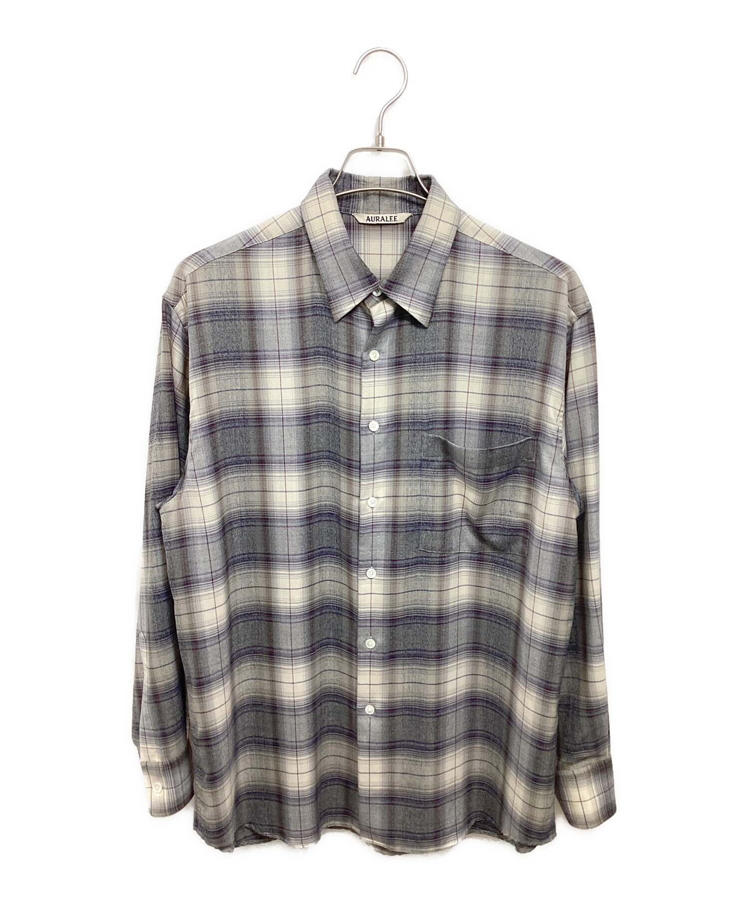 AURALEE - AURALEE オーラリー ベスト 1(M位) グレー系(チェック) 【古着】【中古】 中古・古着通販】AURALEE (オーラリー) SUPER LIGHT WOOL CHECK SHIRT