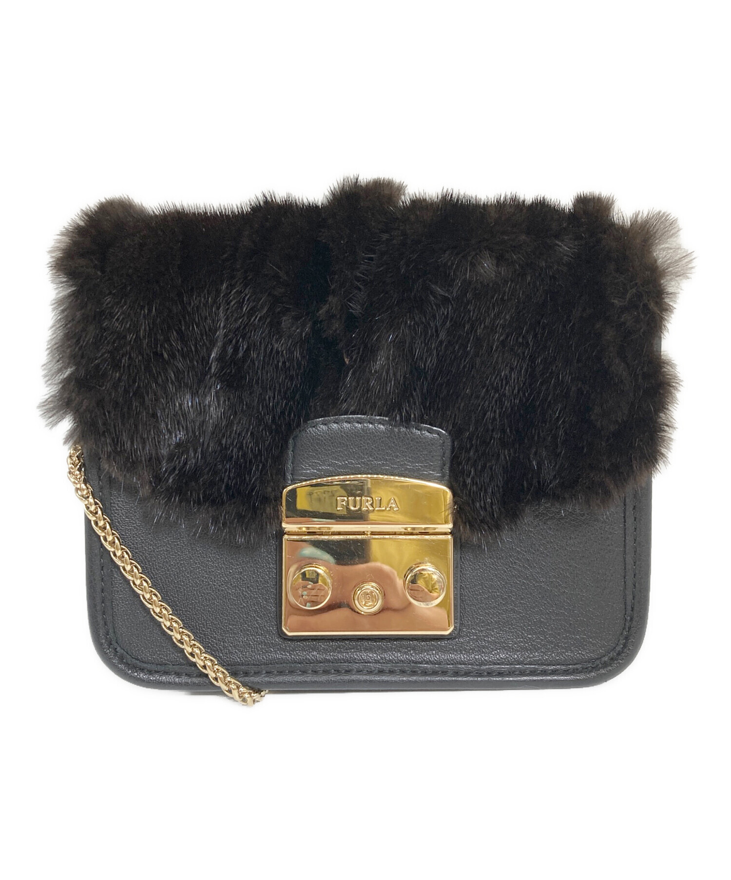 中古・古着通販】FURLA (フルラ) チェーンショルダーバッグ ブラック 