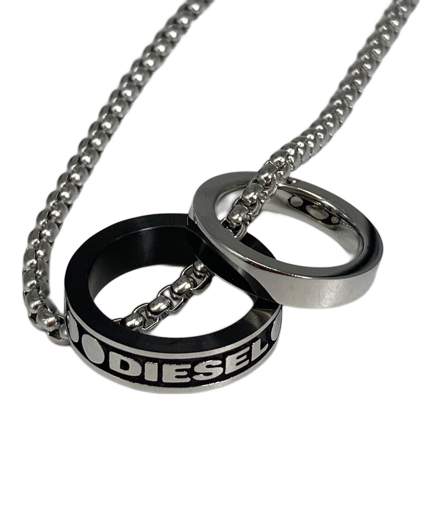 中古・古着通販】DIESEL (ディーゼル) 2連リングネックレス シルバー