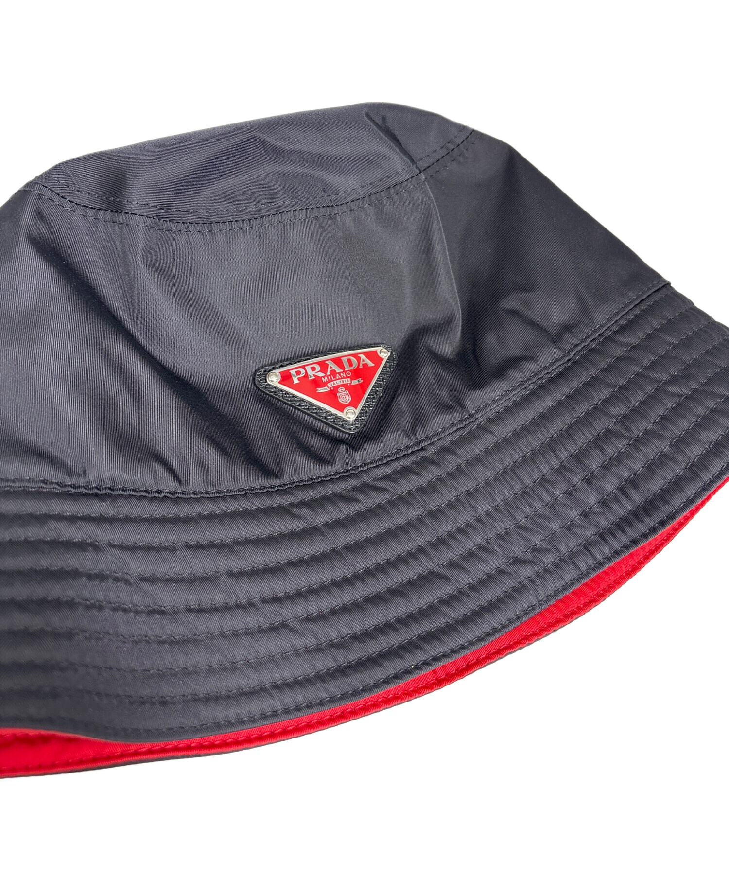 中古・古着通販】PRADA (プラダ) ナイロンバケットハット ブラック