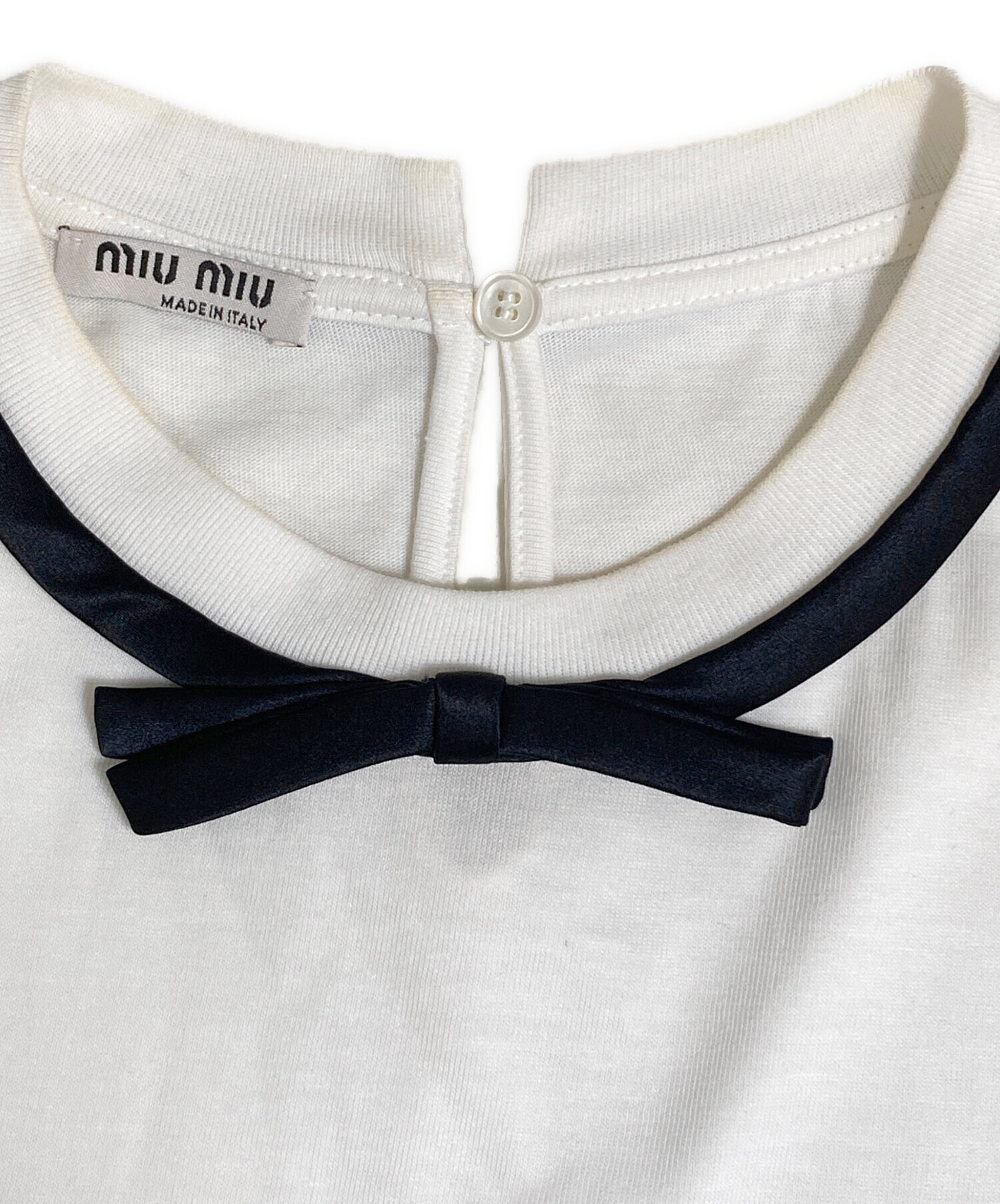 中古・古着通販】MIU MIU (ミュウミュウ) ロゴリボンTシャツ ホワイト