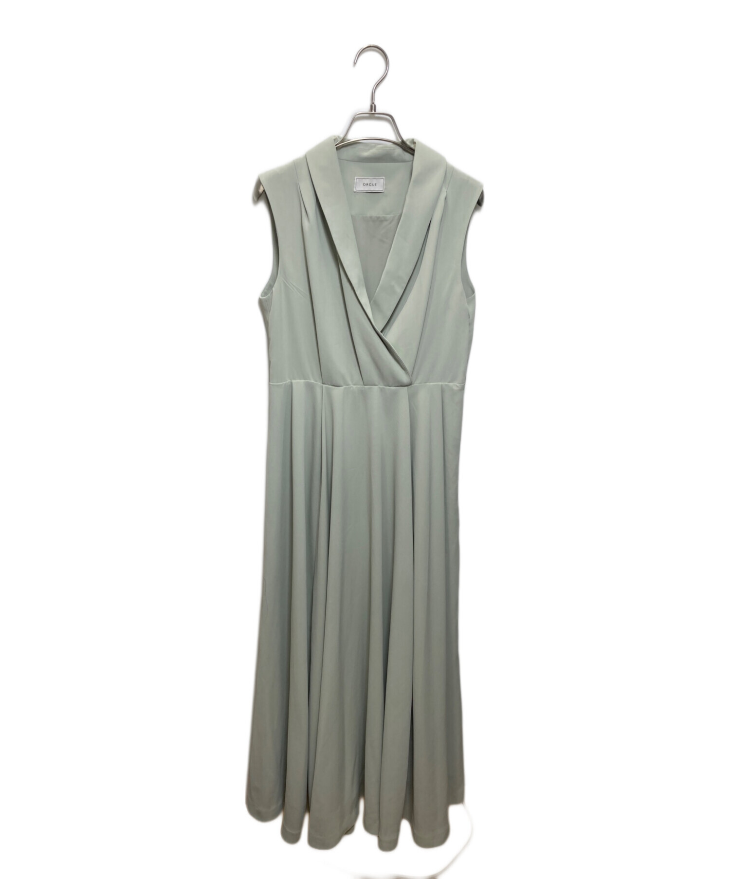 中古・古着通販】ORGUE (オルグ) Drape collar one-piece グリーン