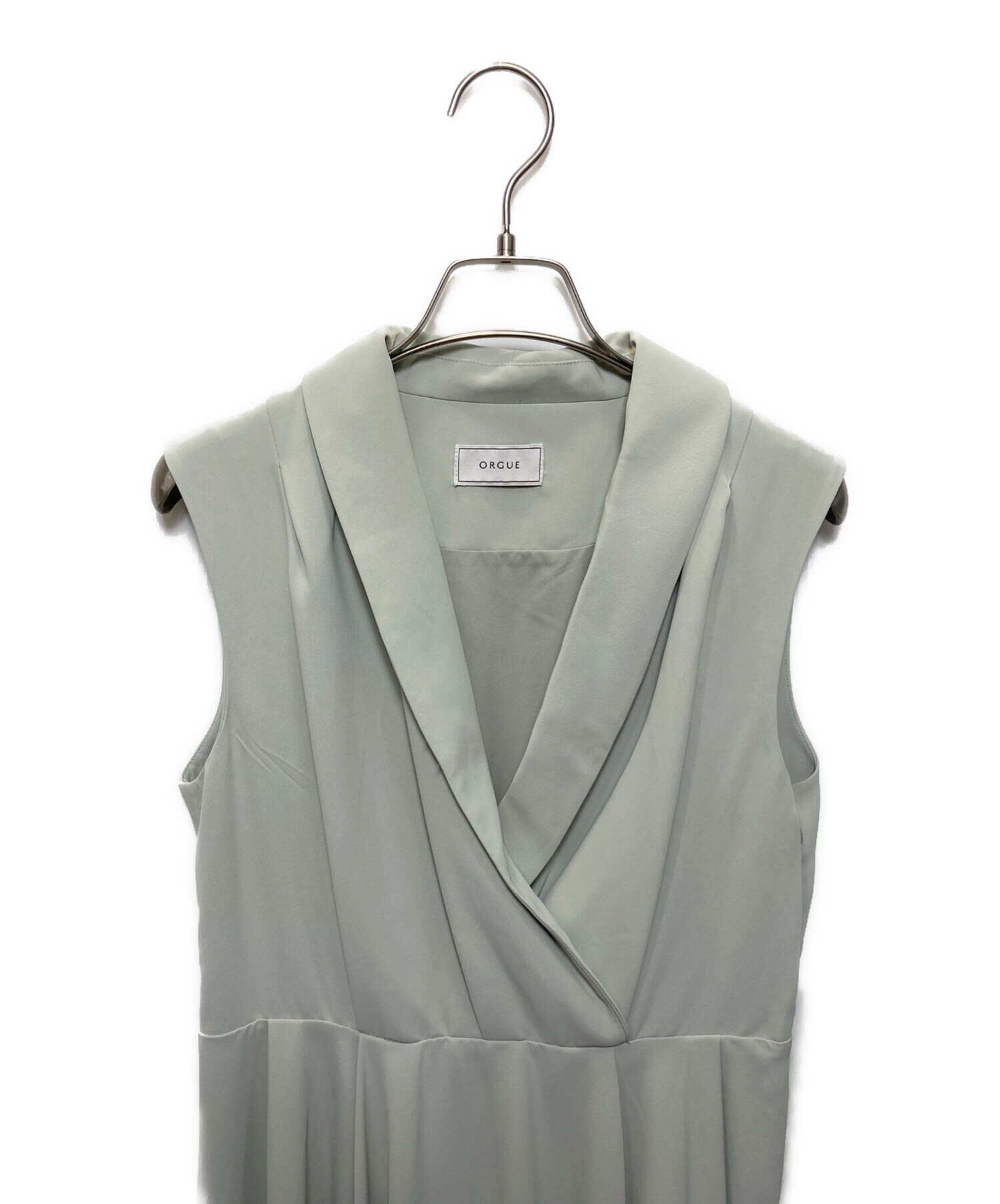 中古・古着通販】ORGUE (オルグ) Drape collar one-piece グリーン