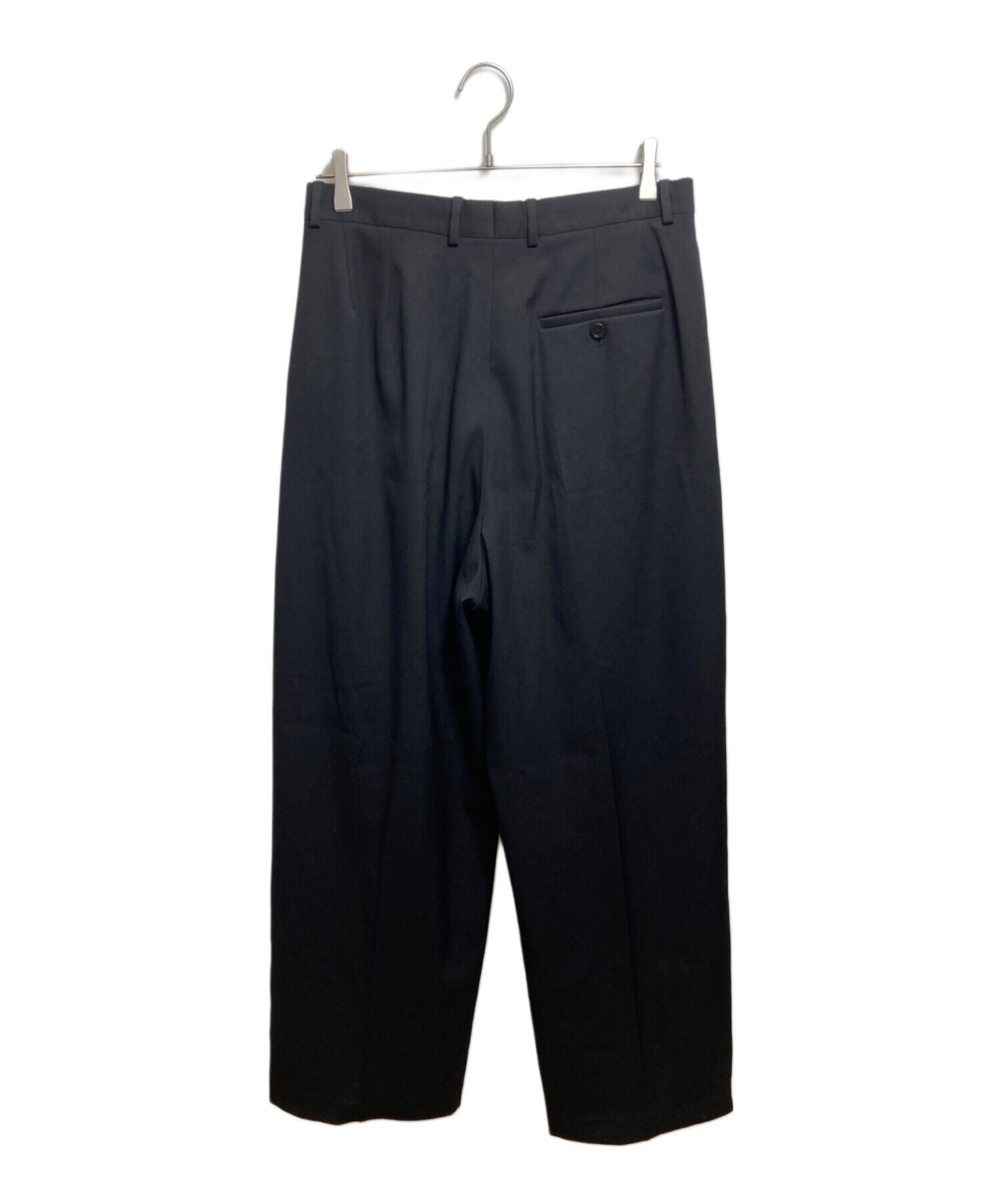 BALENCIAGA ブラック ワイドパンツ スラックス 中古・古着通販】BALENCIAGA (バレンシアガ) センタープレスワイド
