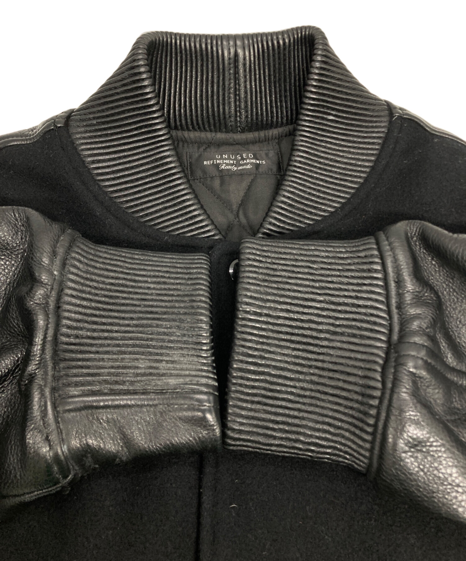 【UNUSED】美品　レザースタジャン　サイズ3(L) 中古・古着通販】UNUSED (アンユーズド) カウレザーメルトンスタジャン